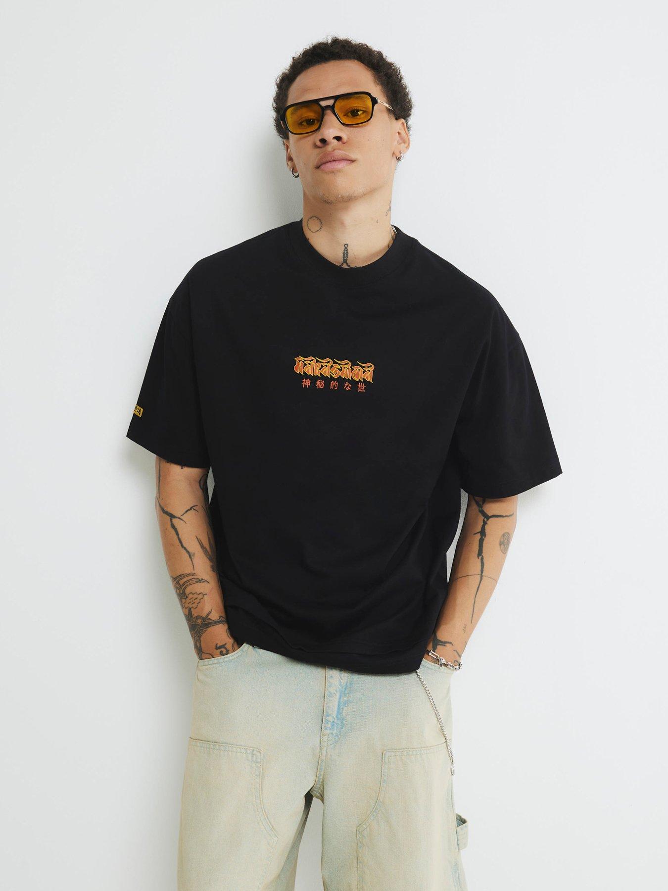 River Island Beasty Embroidered Double Layer T-Shirt - Black