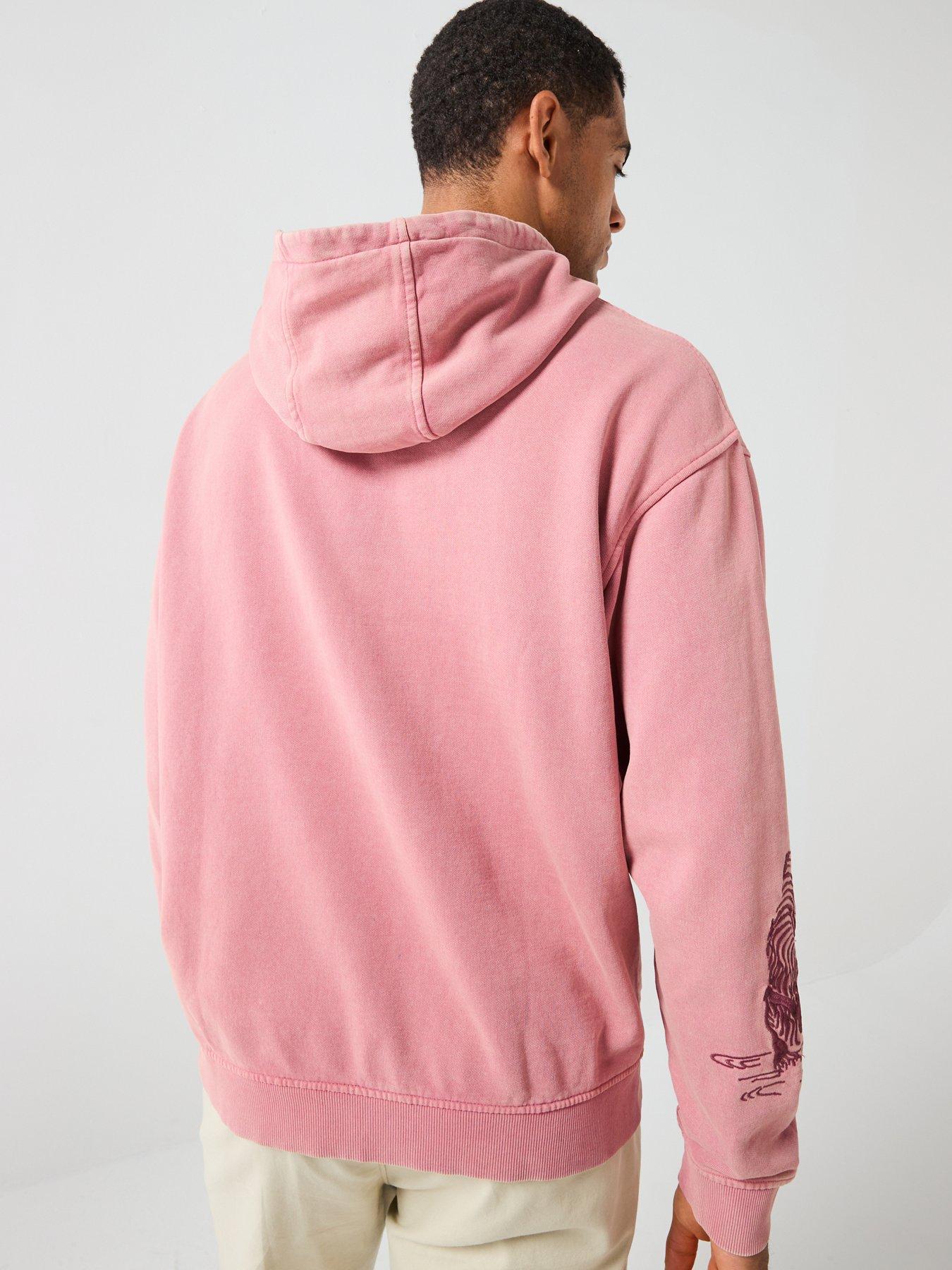 Image 2 of 6 of River Island Washed Effect Embroidered Hoodie - Red