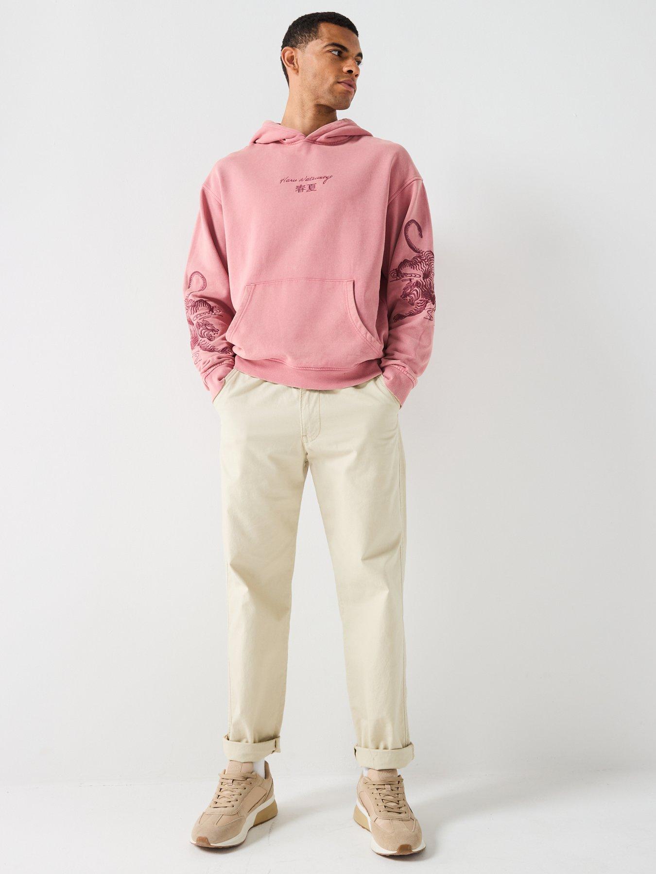 Image 3 of 6 of River Island Washed Effect Embroidered Hoodie - Red