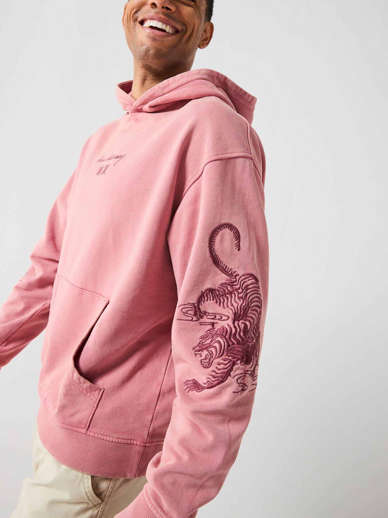 Image 4 of 6 of River Island Washed Effect Embroidered Hoodie - Red