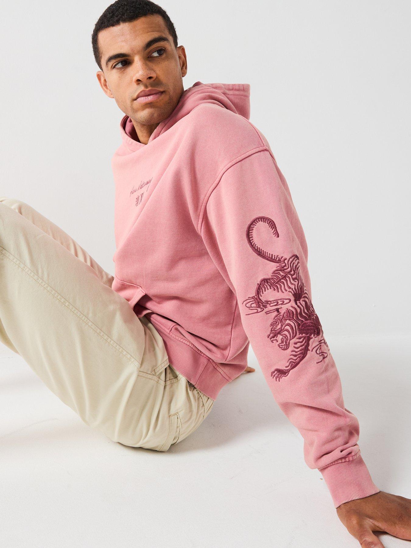 Image 5 of 6 of River Island Washed Effect Embroidered Hoodie - Red