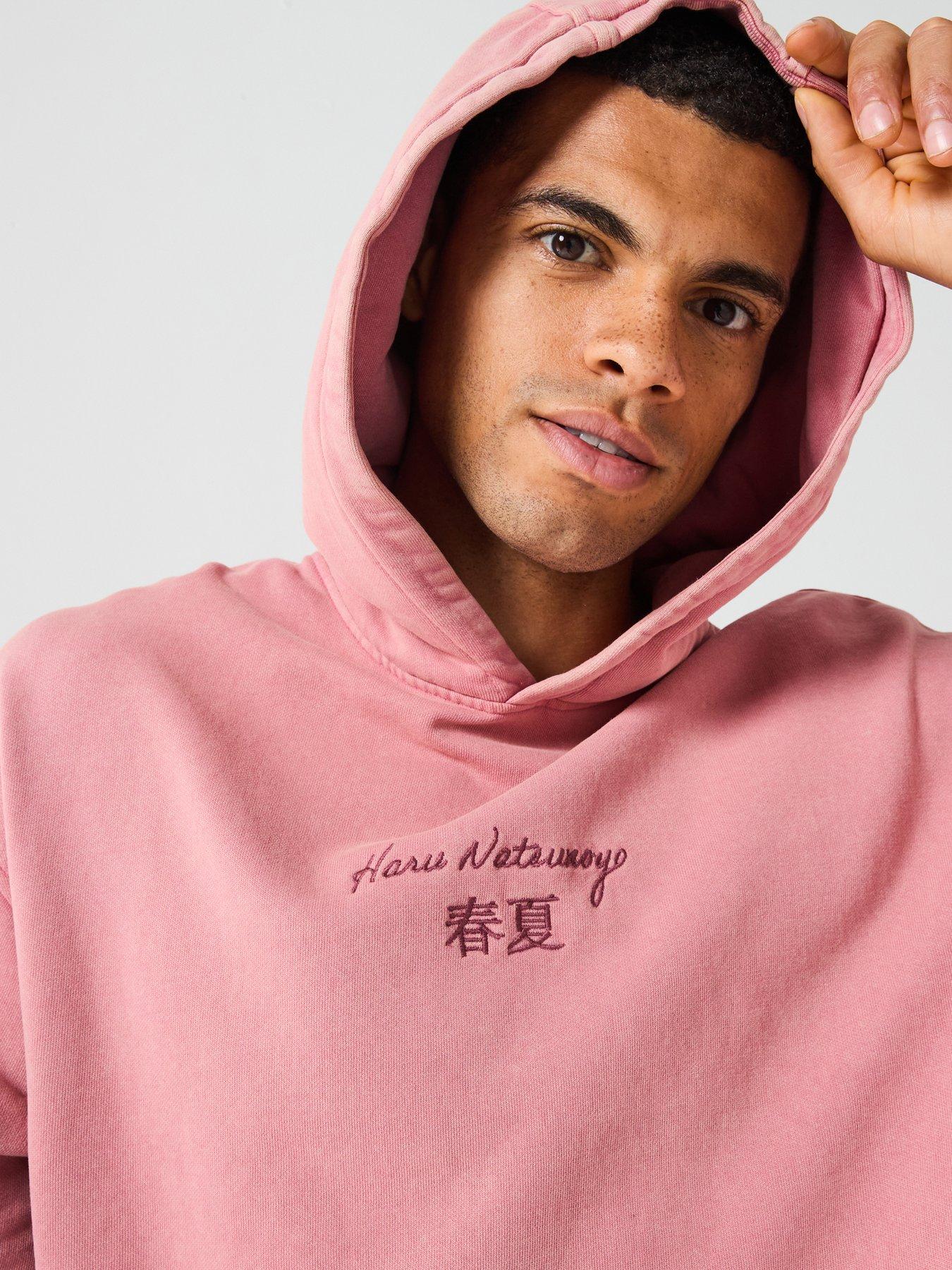 Image 6 of 6 of River Island Washed Effect Embroidered Hoodie - Red
