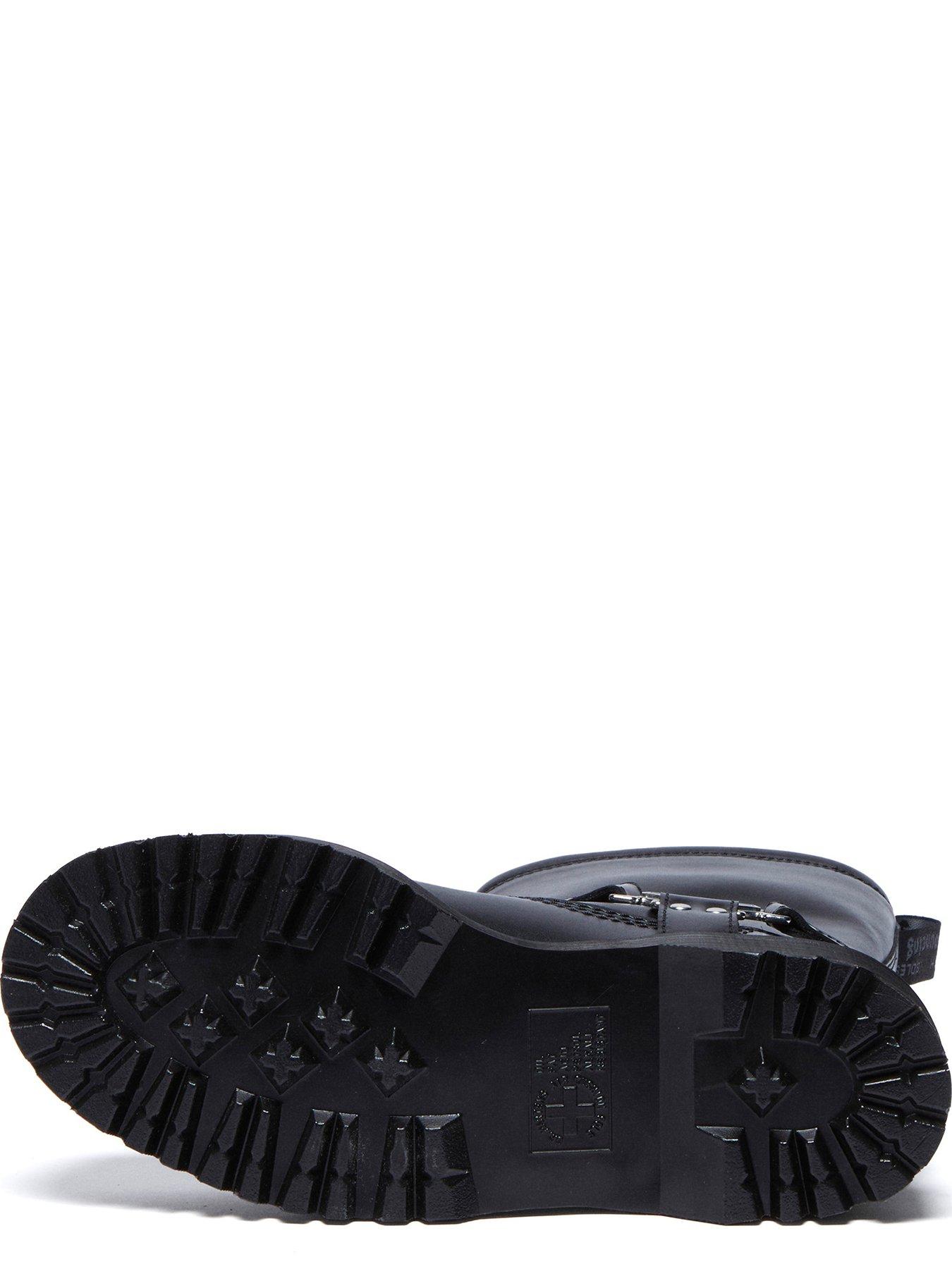 Image 6 of 7 of Dr Martens Anistone Tall Pull On Leather Biker Boots - Black