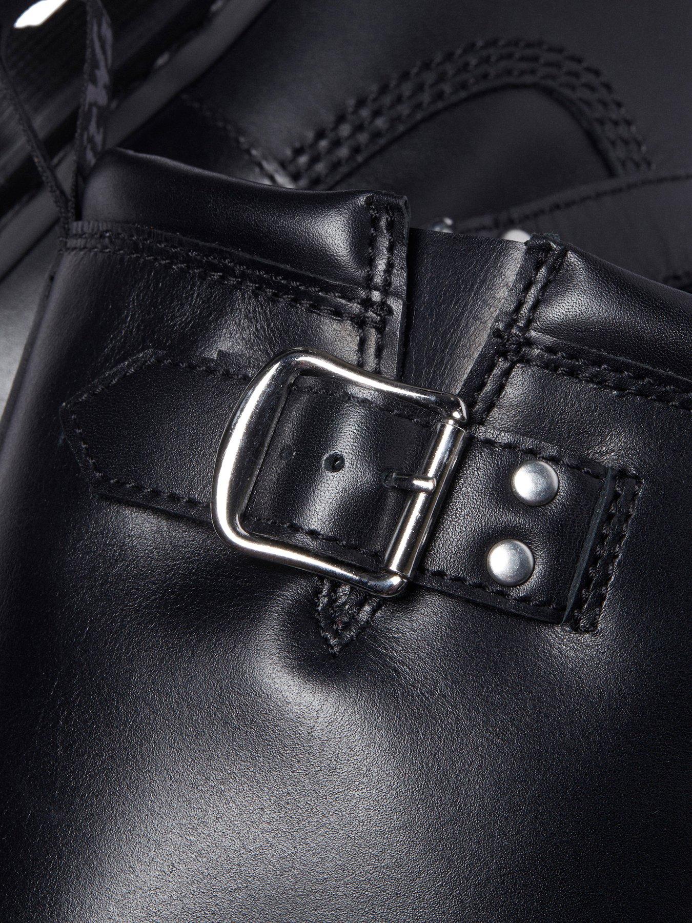 Image 7 of 7 of Dr Martens Anistone Tall Pull On Leather Biker Boots - Black