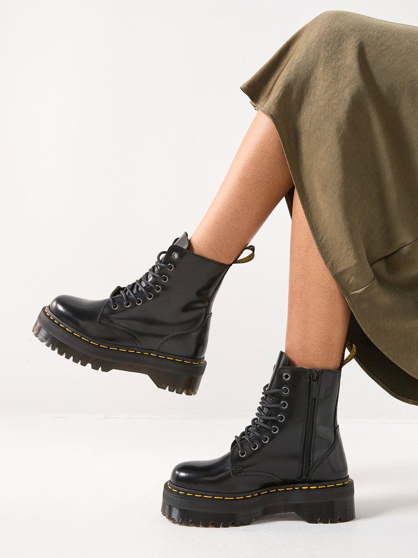 Image 1 of 7 of Dr Martens Jadon 8 Eye Boot Polished Smooth - Black