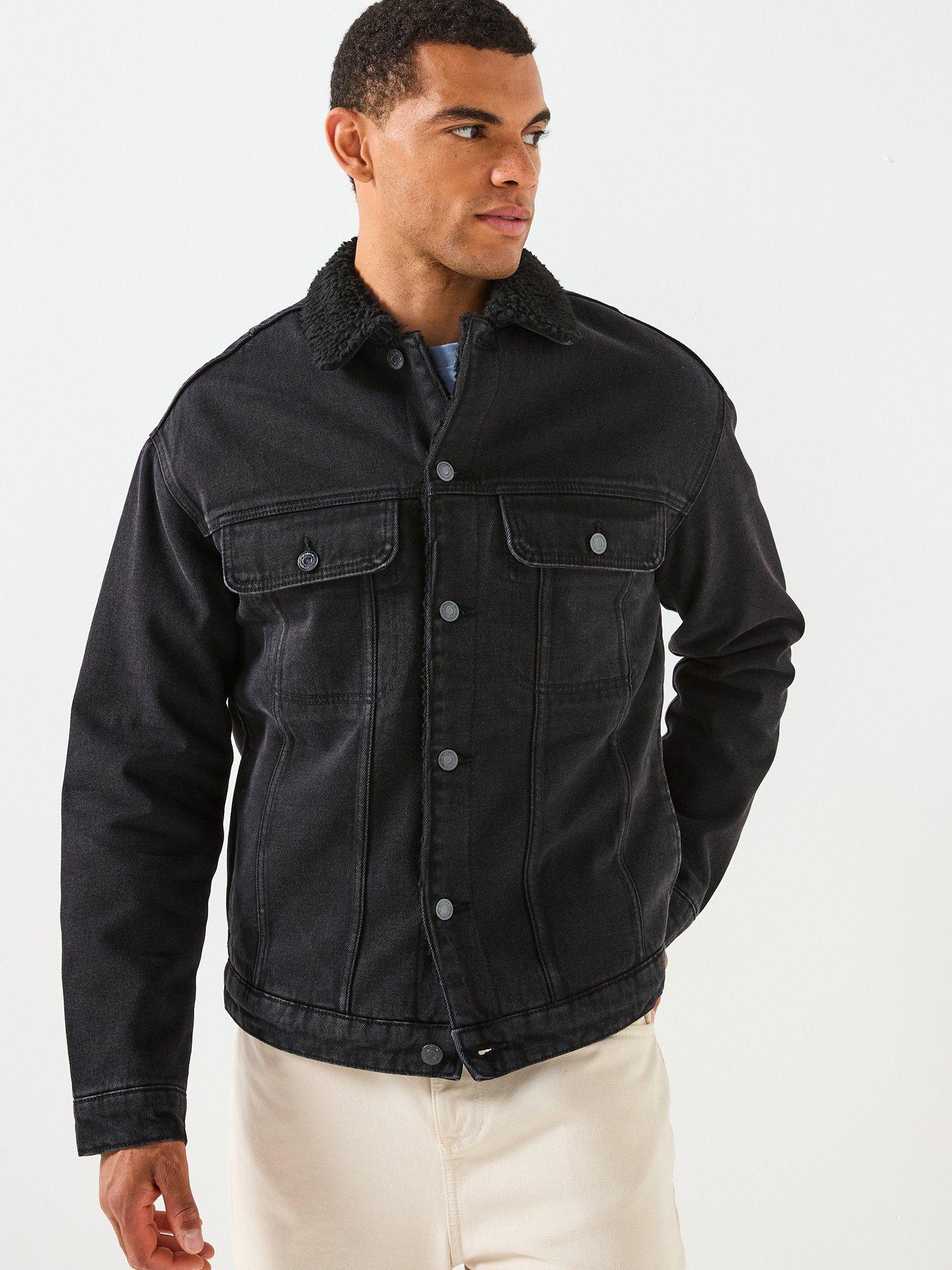 only-sons-wilson-sherpa-denim-jacket-blackfront