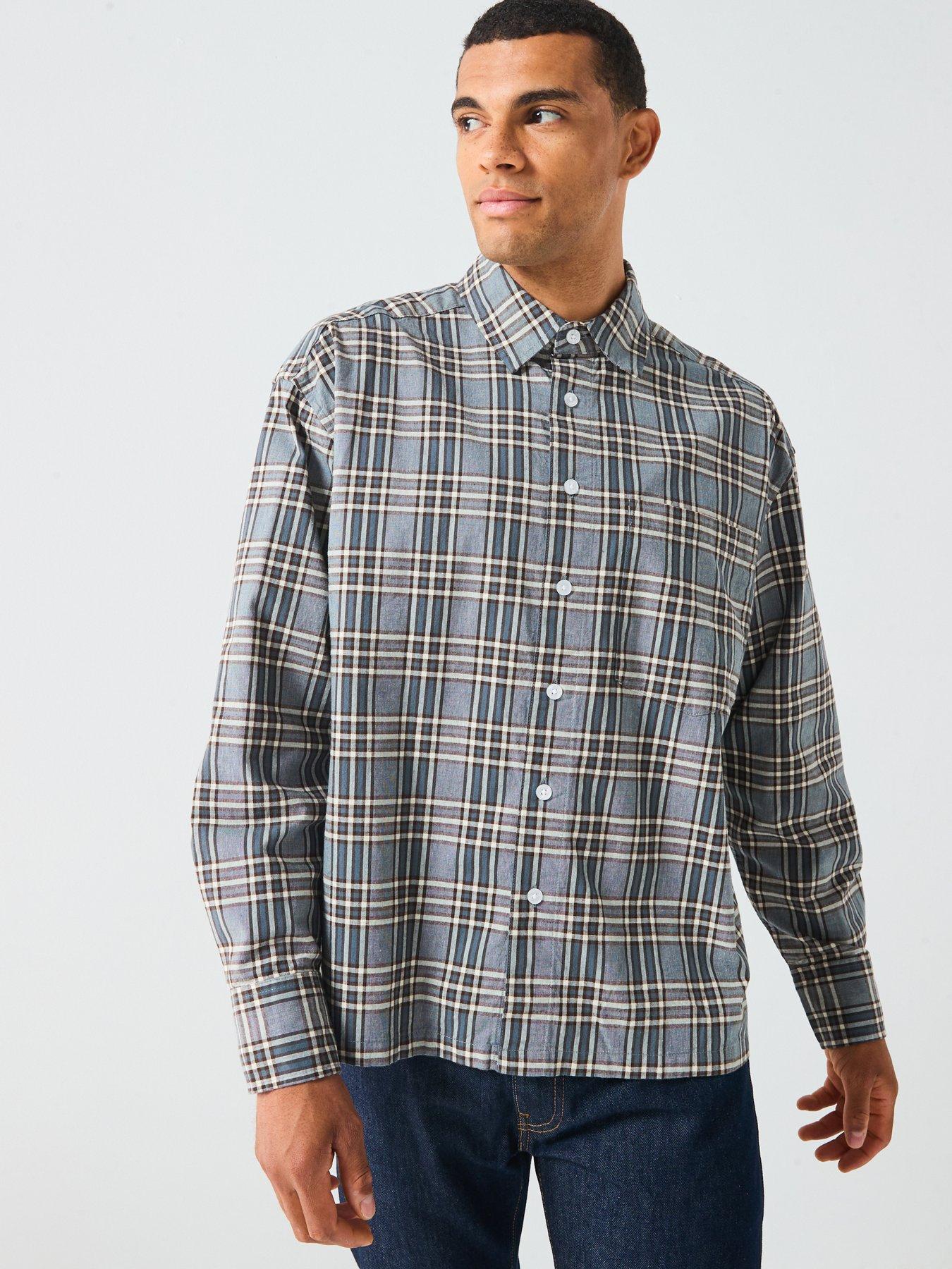 only-sons-elliot-brushed-check-shirt-grey
