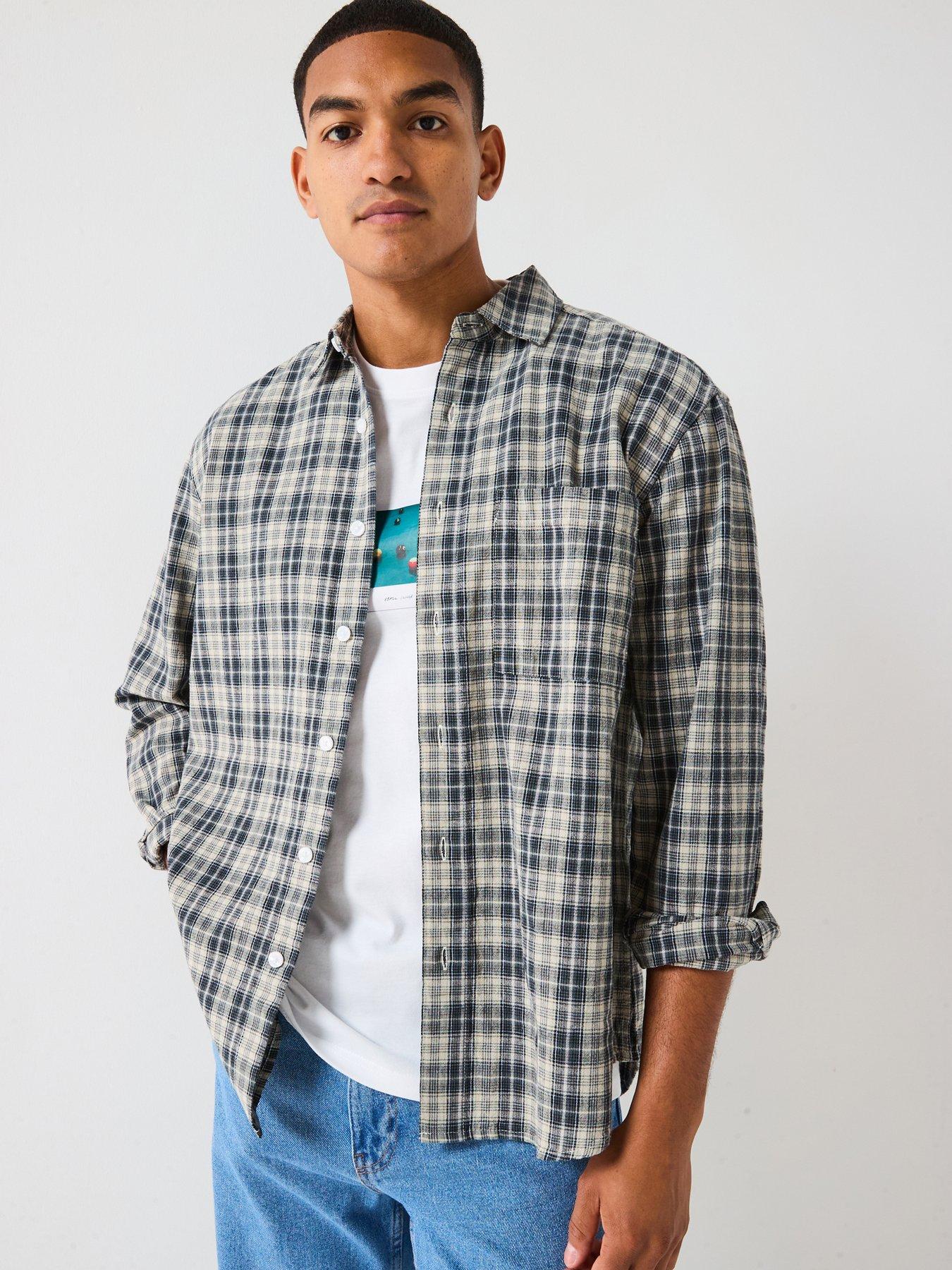 ONLY & SONS Rafael Check Long Sleeve Shirt - Grey