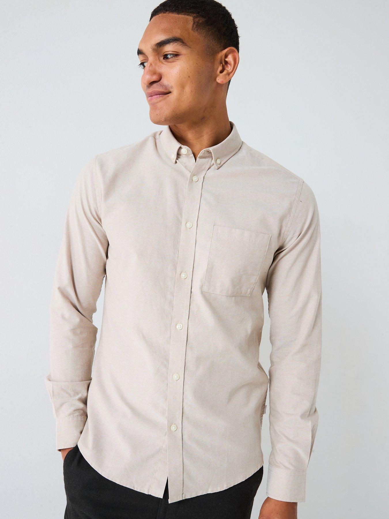 ONLY & SONS Alvaro Long Sleeve Oxford Shirt - Cream