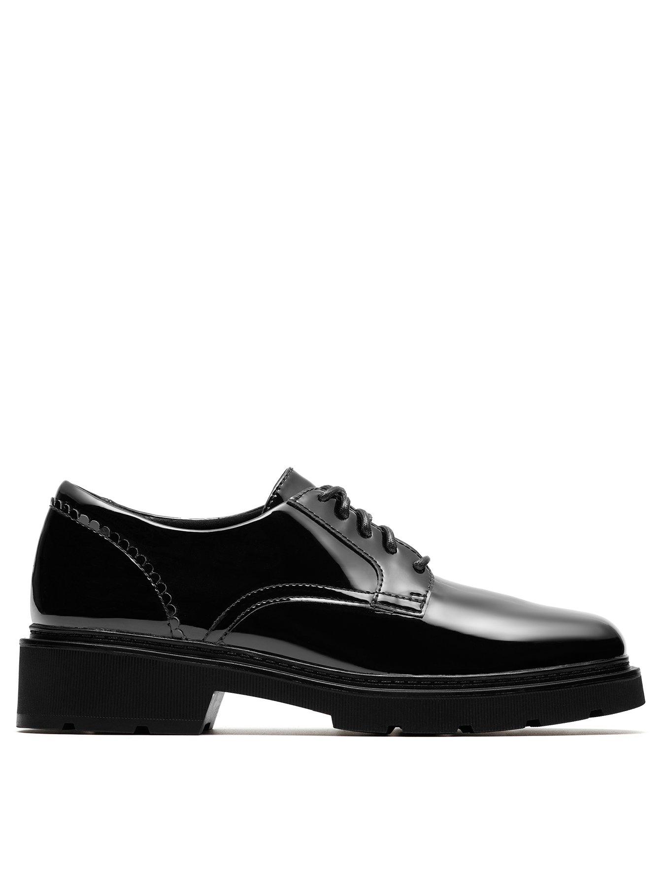 Clarks Wide Fit Lauryl Lace Patent Shoes - Black