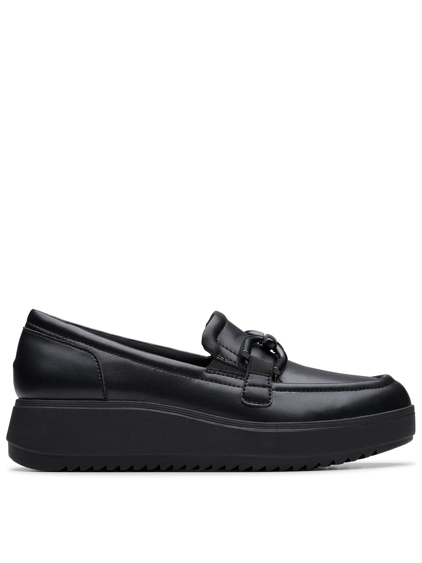 Image 1 of 6 of Clarks Zylah Top Leather Loafers - Black