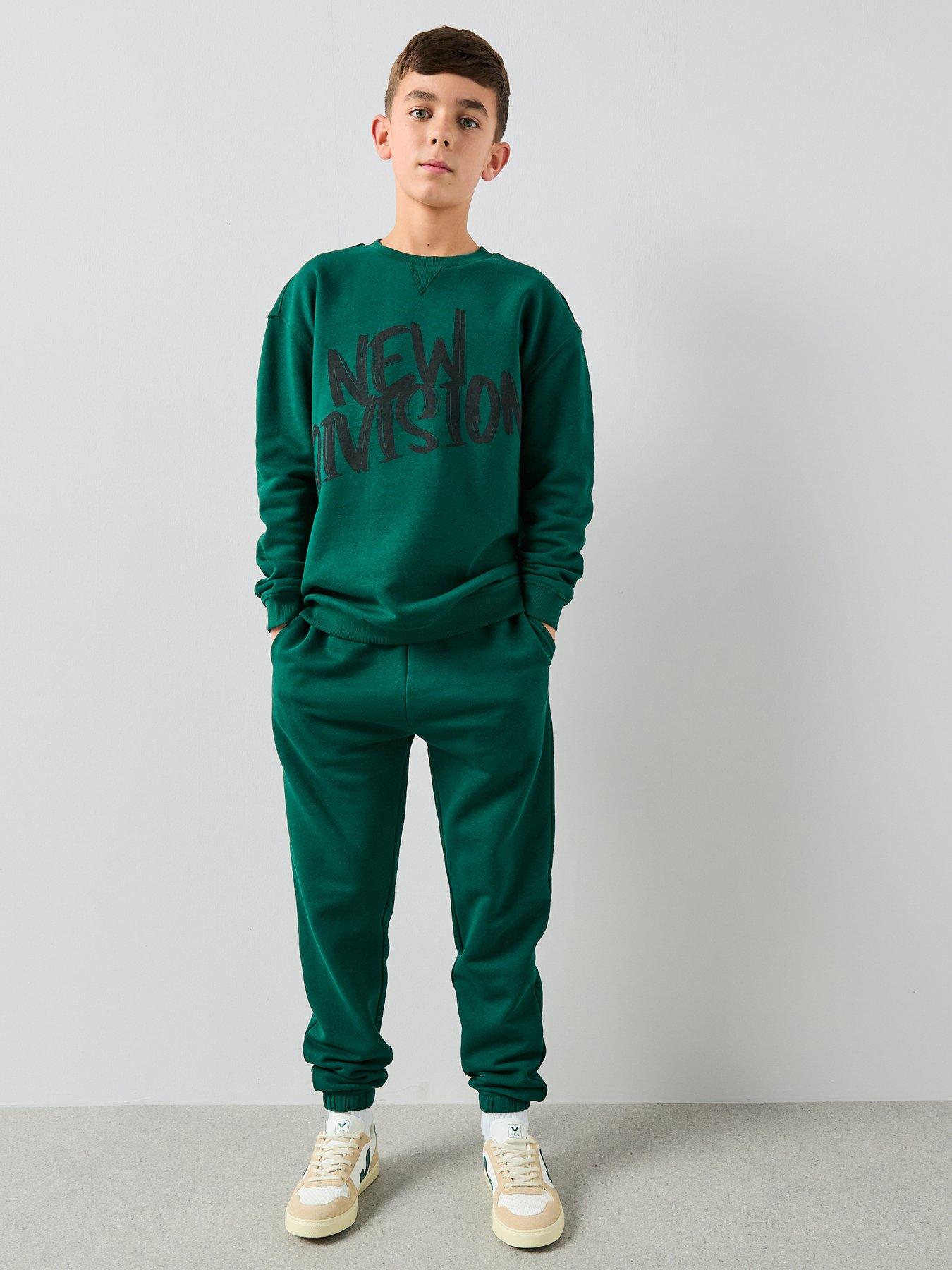 Image 1 of 6 of The Very Collection Back Print Crew Neck Sweat Set - Blue