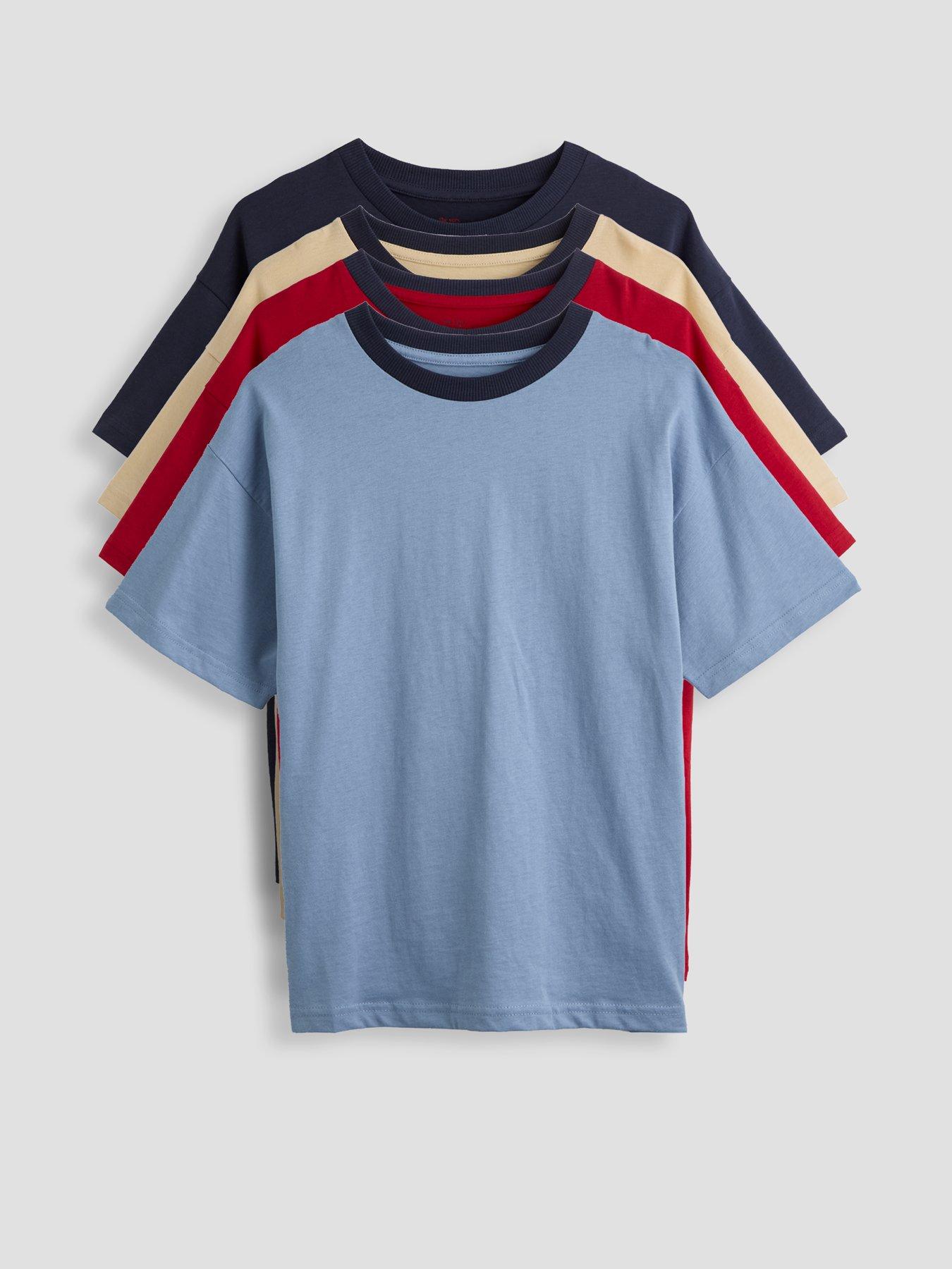 The Very Collection 4 Pack Contrast Bound Neck T-Shirt Pack - Multi