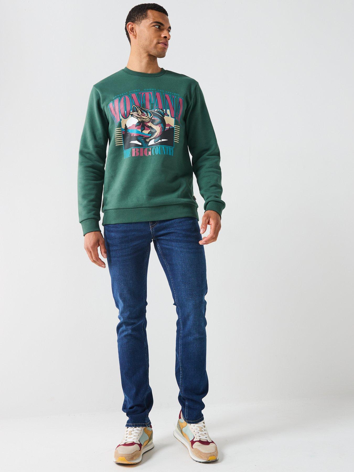 Image 3 of 4 of ONLY & SONS Montana Graphic Crew Sweatshirt - Green