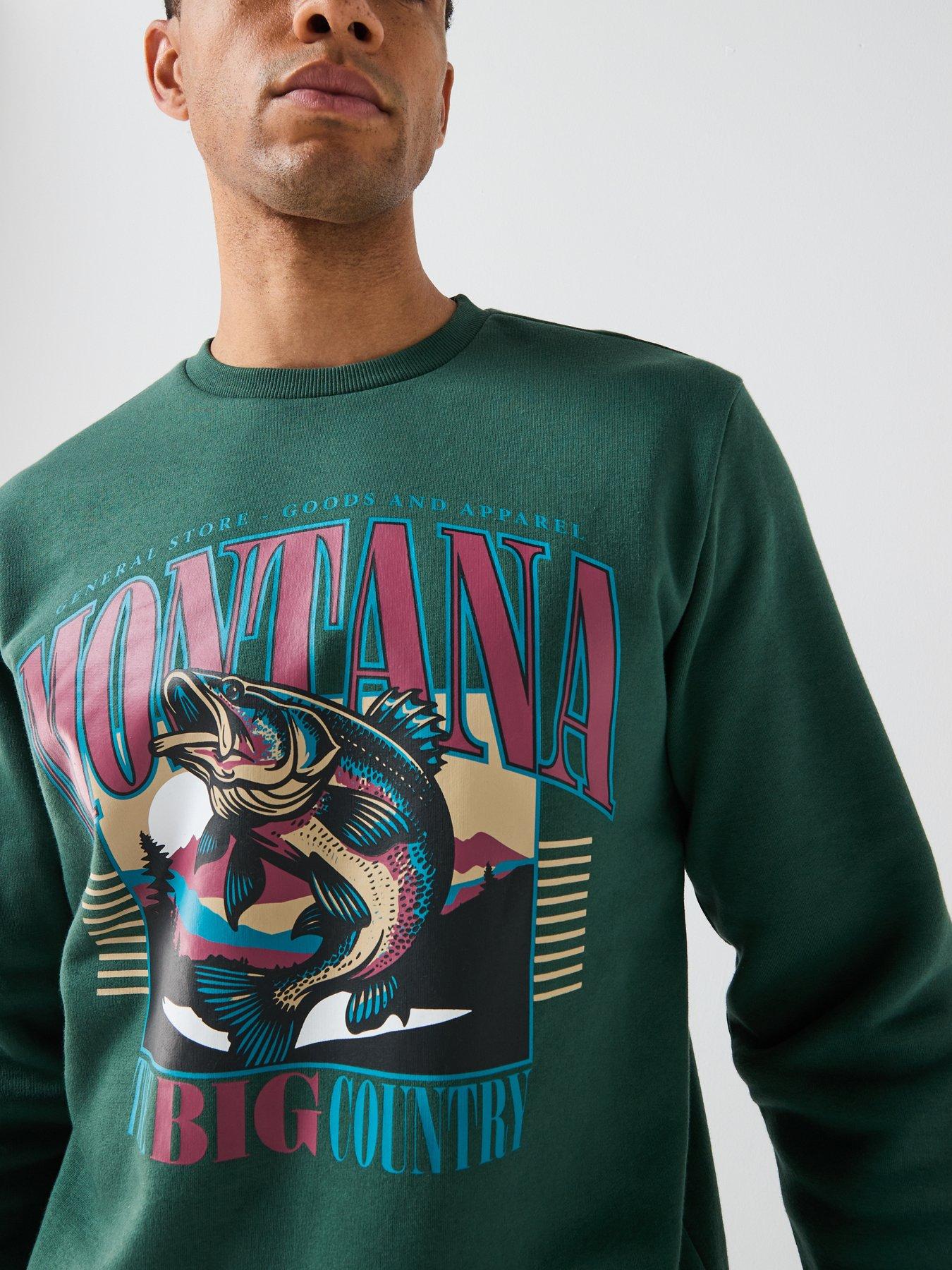 Image 4 of 4 of ONLY & SONS Montana Graphic Crew Sweatshirt - Green