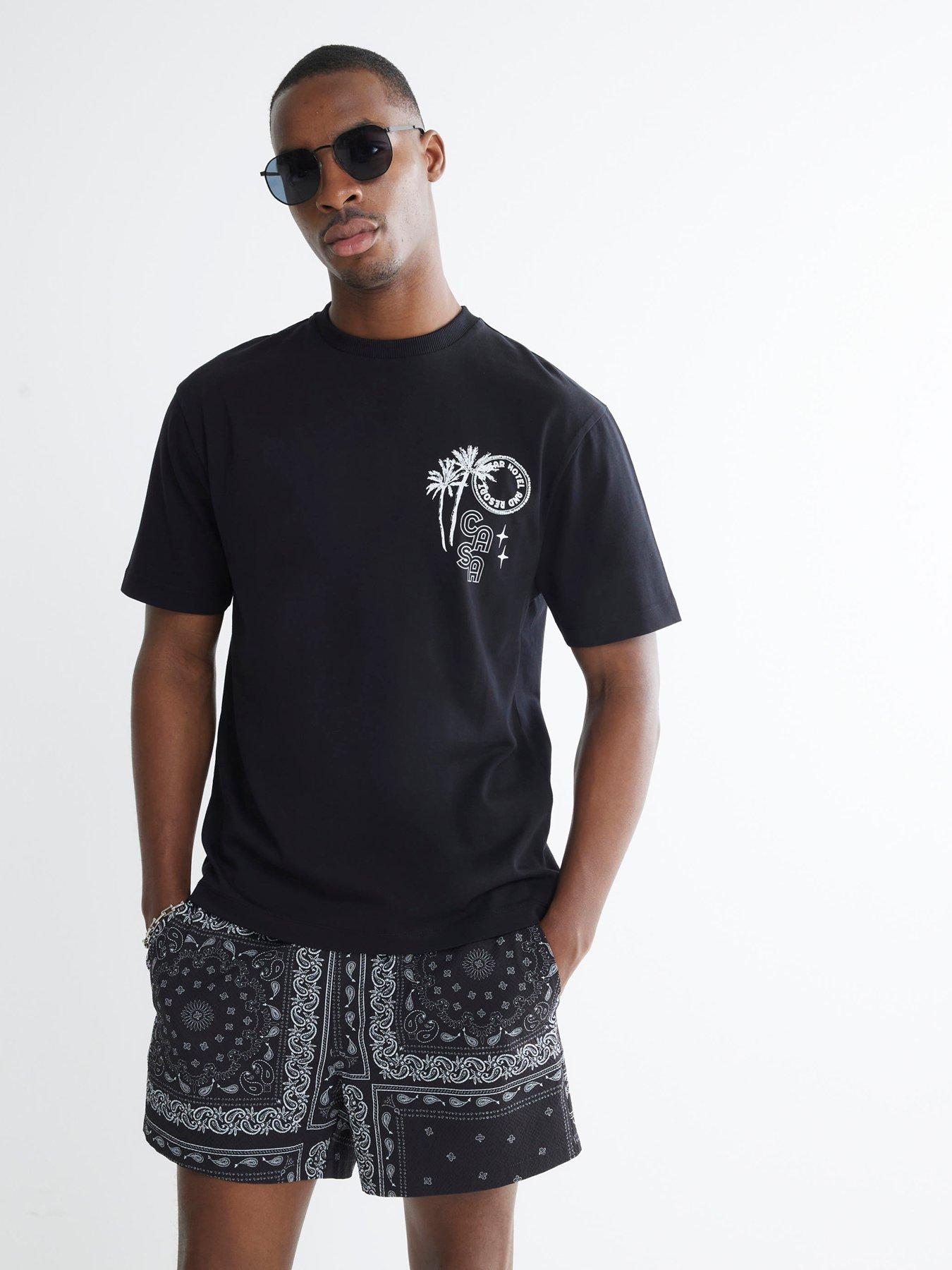 River Island Casa Hotel Graphic T-Shirt - Black