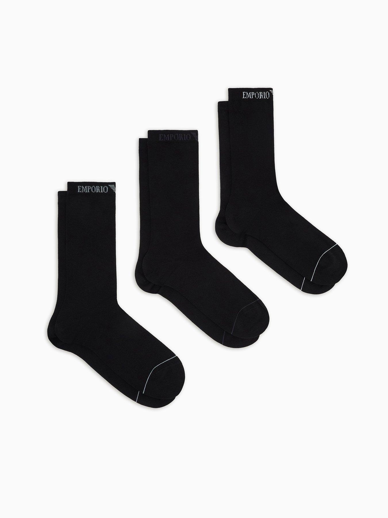 Emporio Armani Bodywear 3 Pack Crew Socks - Black