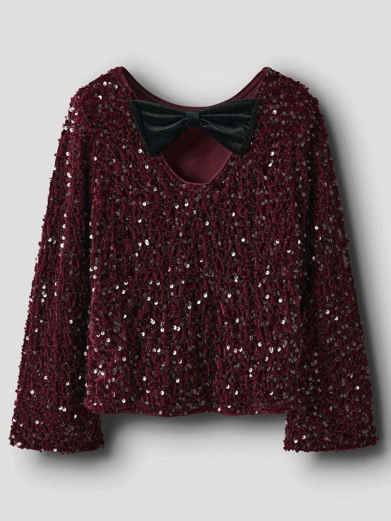 name-it-girls-bow-back-sequin-long-sleeve-top-dark-redback