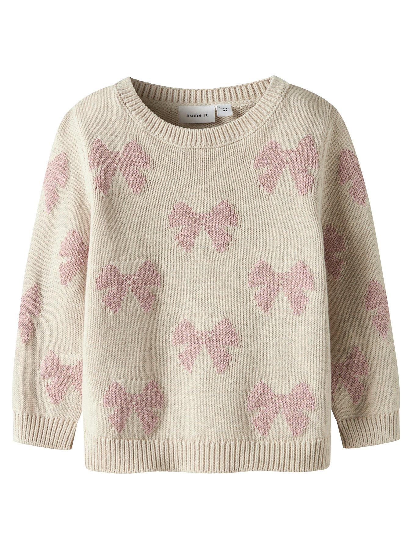 name-it-mini-girls-bow-knitted-jumper-creamfront