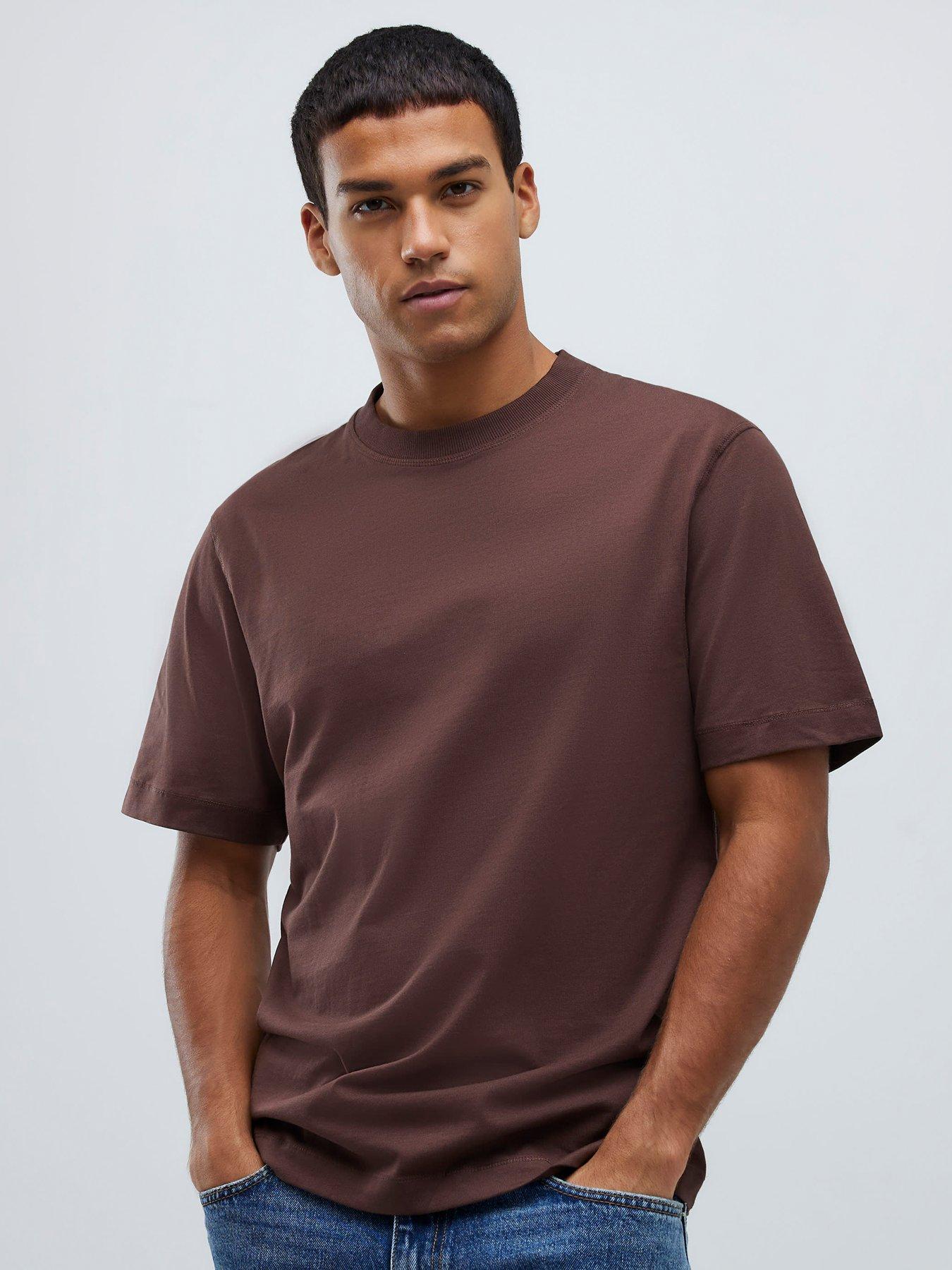 River Island Short Sleeve T-Shirt - Dark Brown