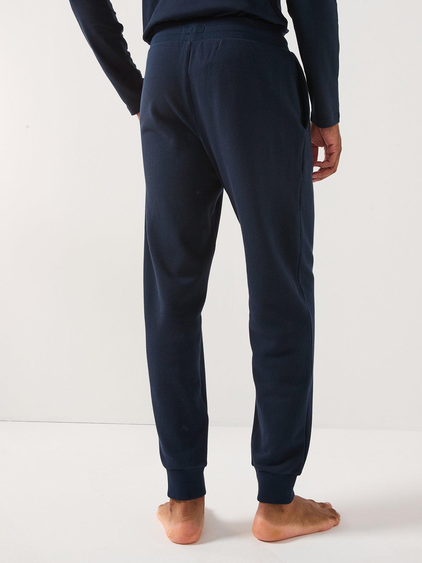 Image 2 of 5 of Emporio Armani Bodywear Iconic Piquet Cuffed Loungewear Pants - Navy
