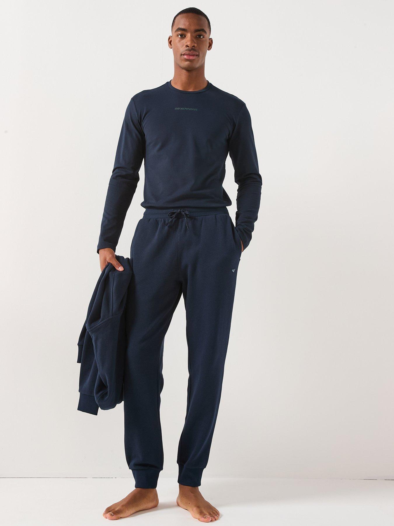 Image 3 of 5 of Emporio Armani Bodywear Iconic Piquet Cuffed Loungewear Pants - Navy