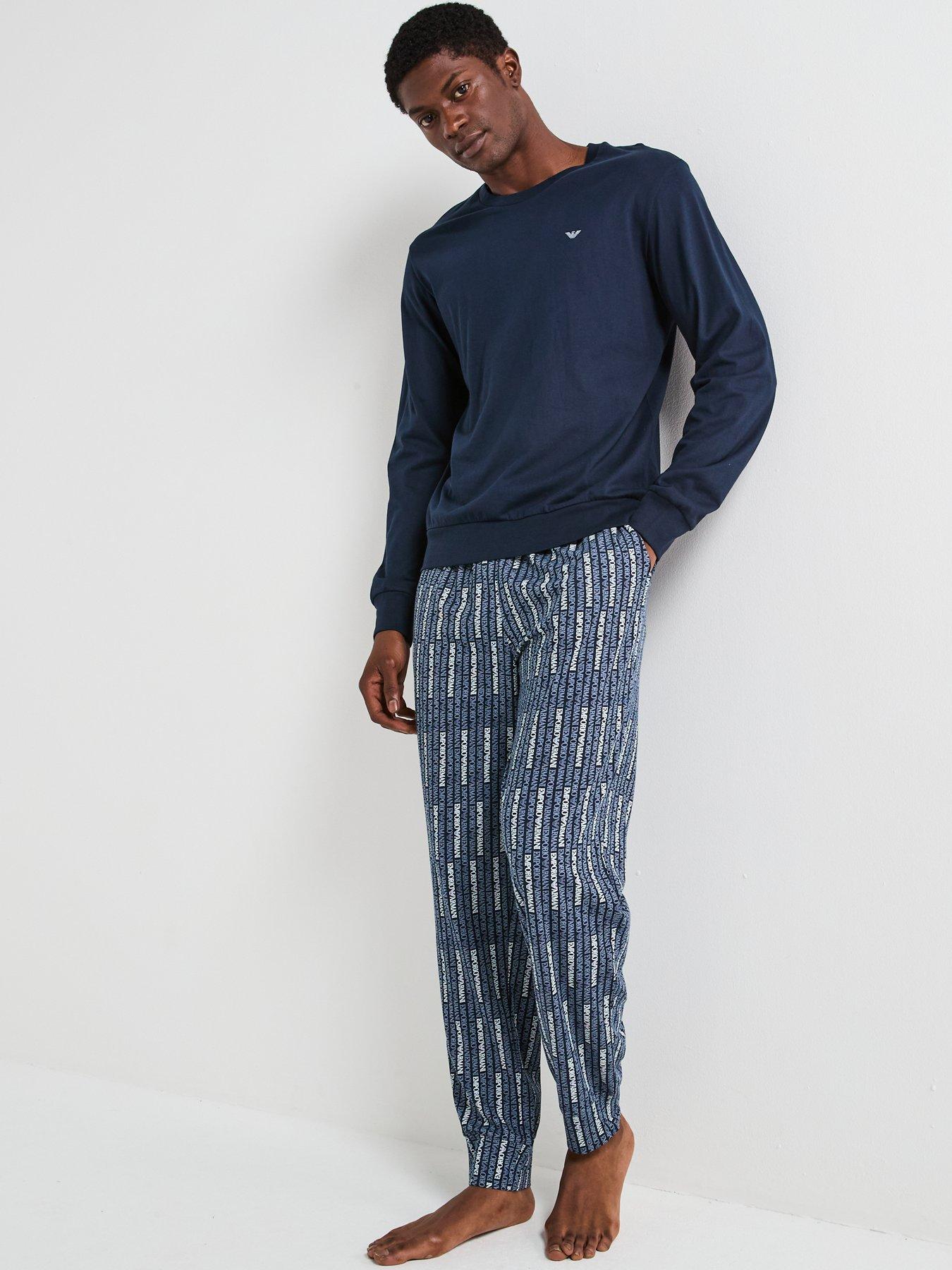 emporio-armani-bodywear-print-plain-jersey-pyjama-set-navyback