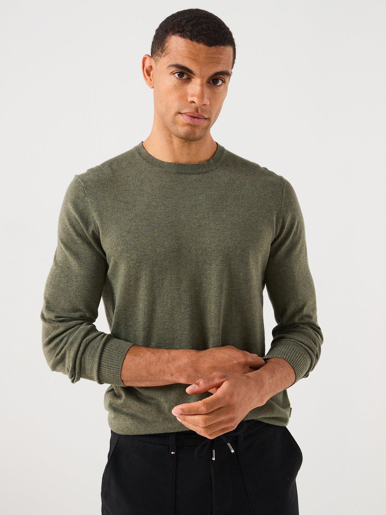 only-sons-loui-crew-fine-knitted-jumper-light-khaki