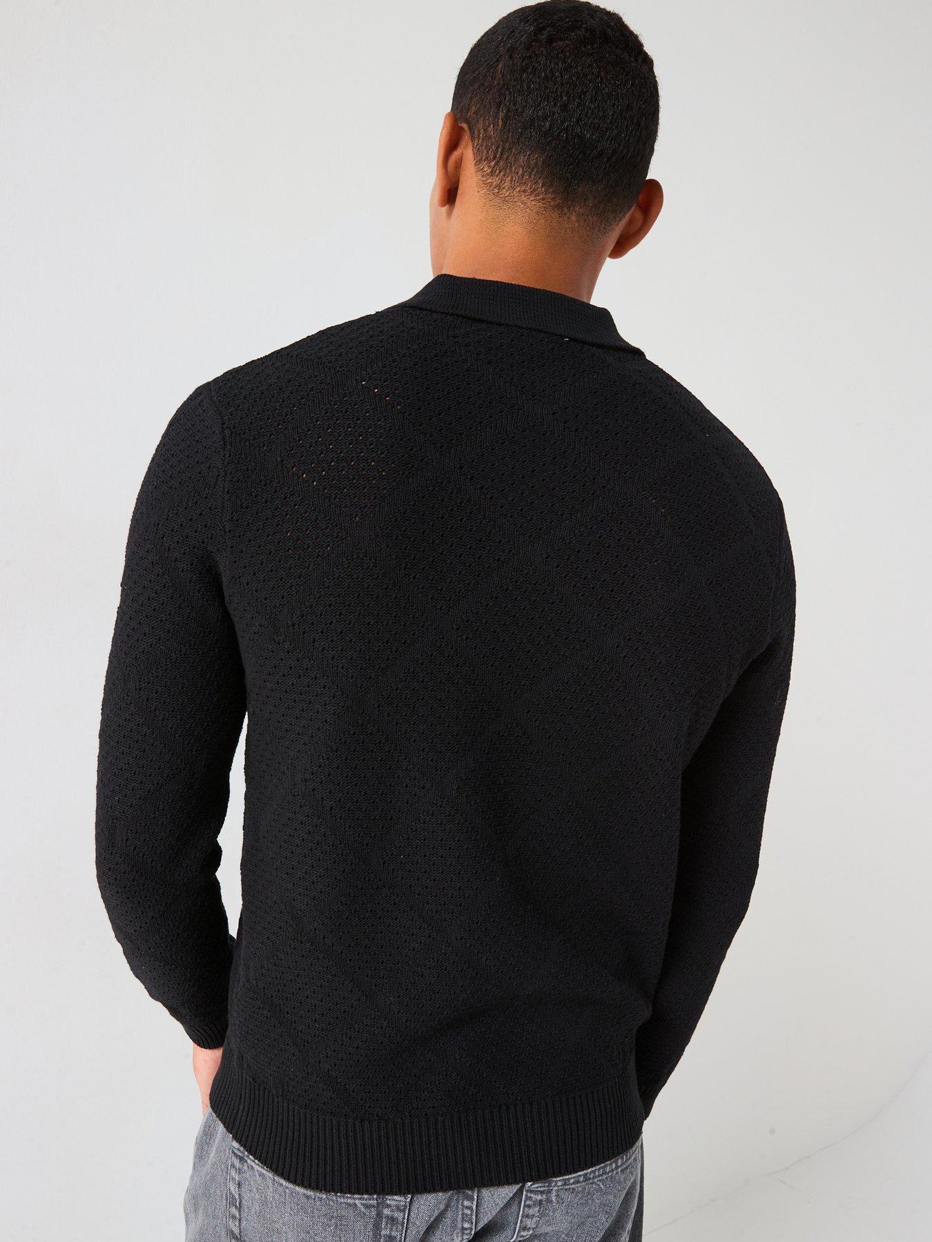 only-sons-map-long-sleeve-chevron-knitted-polo-blackstillFront