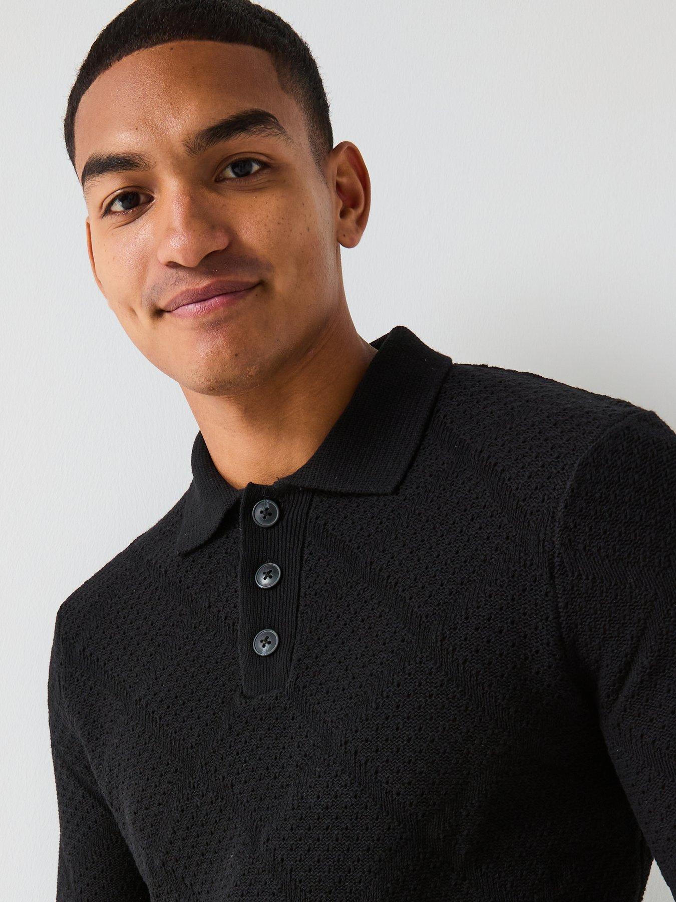 only-sons-map-long-sleeve-chevron-knitted-polo-blackoutfit