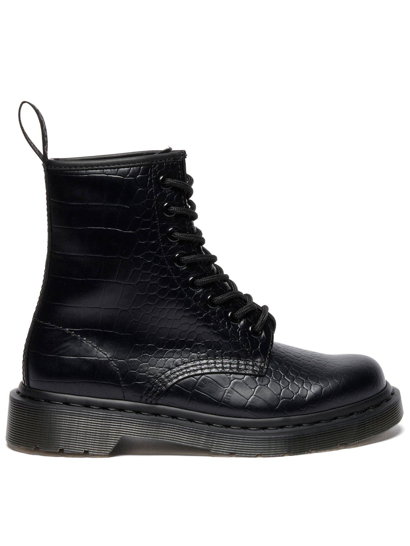Dr Martens 1460 Croco 8 Eye Boot Atlas Croc Emboss - Black