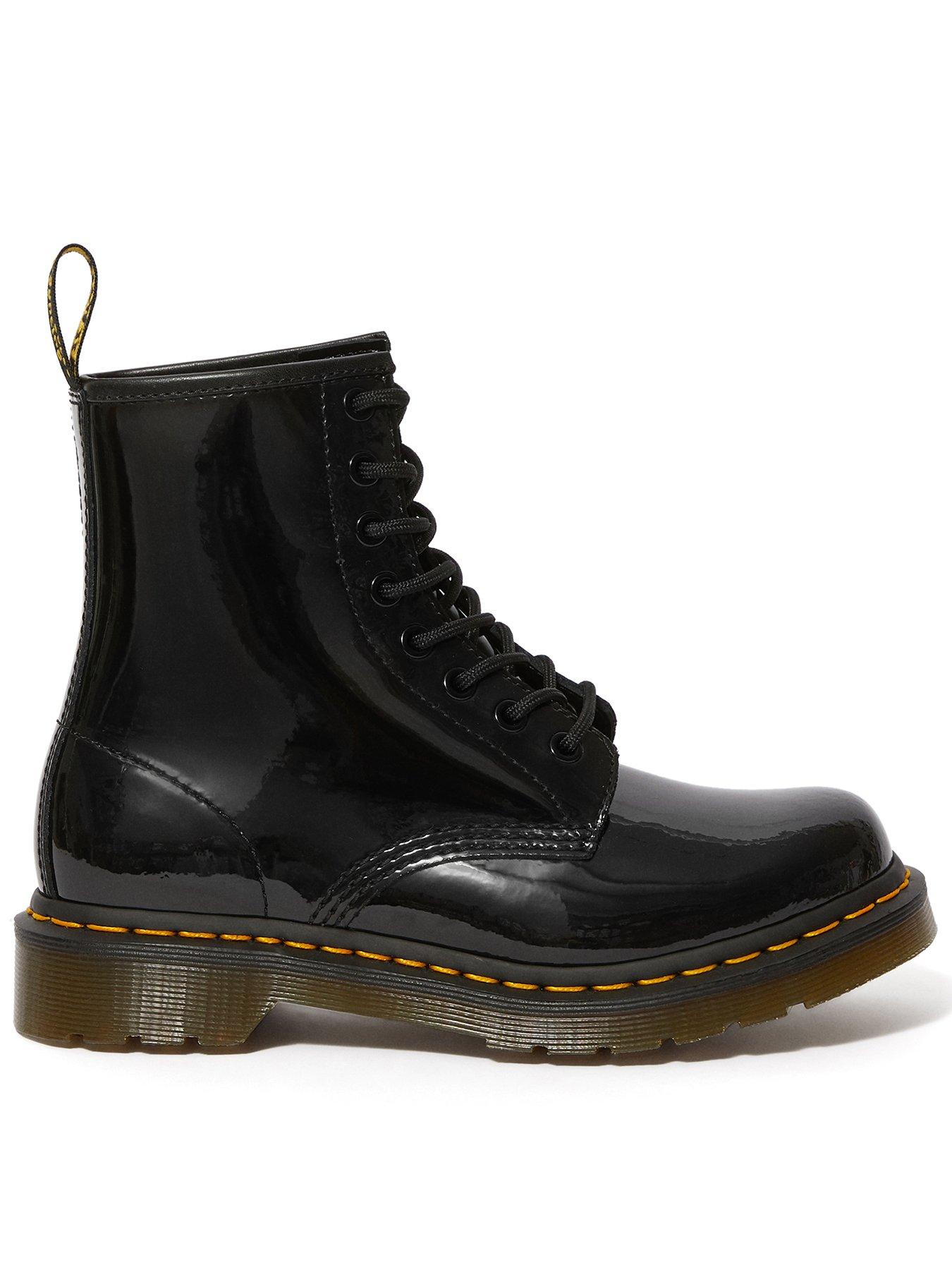 Dr Martens 1460 Patent Leather 8 Eye Lace Up Boots - Black