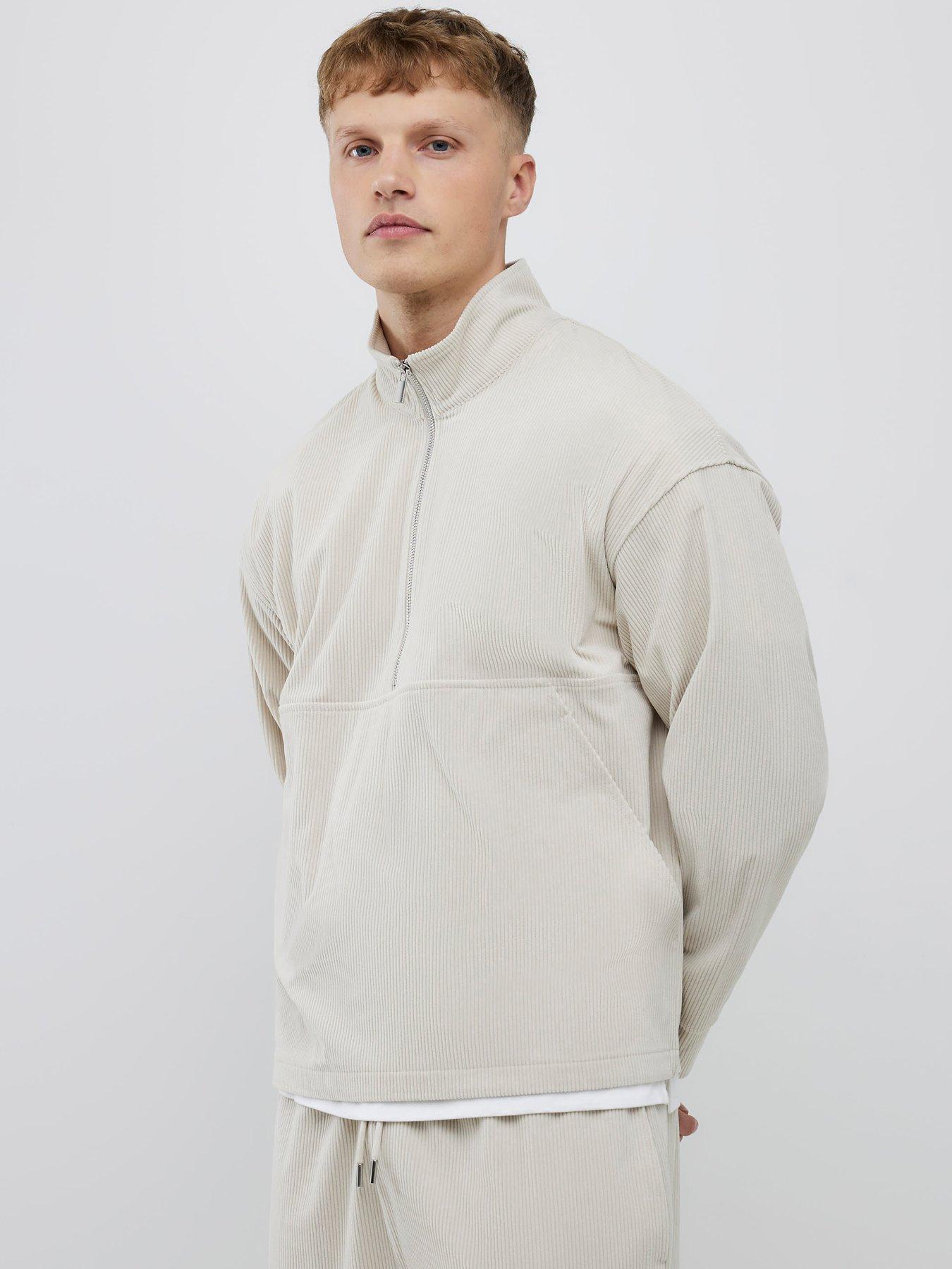 river-island-long-sleeve-cord-funnel-neck-sweatshirt-beigefront