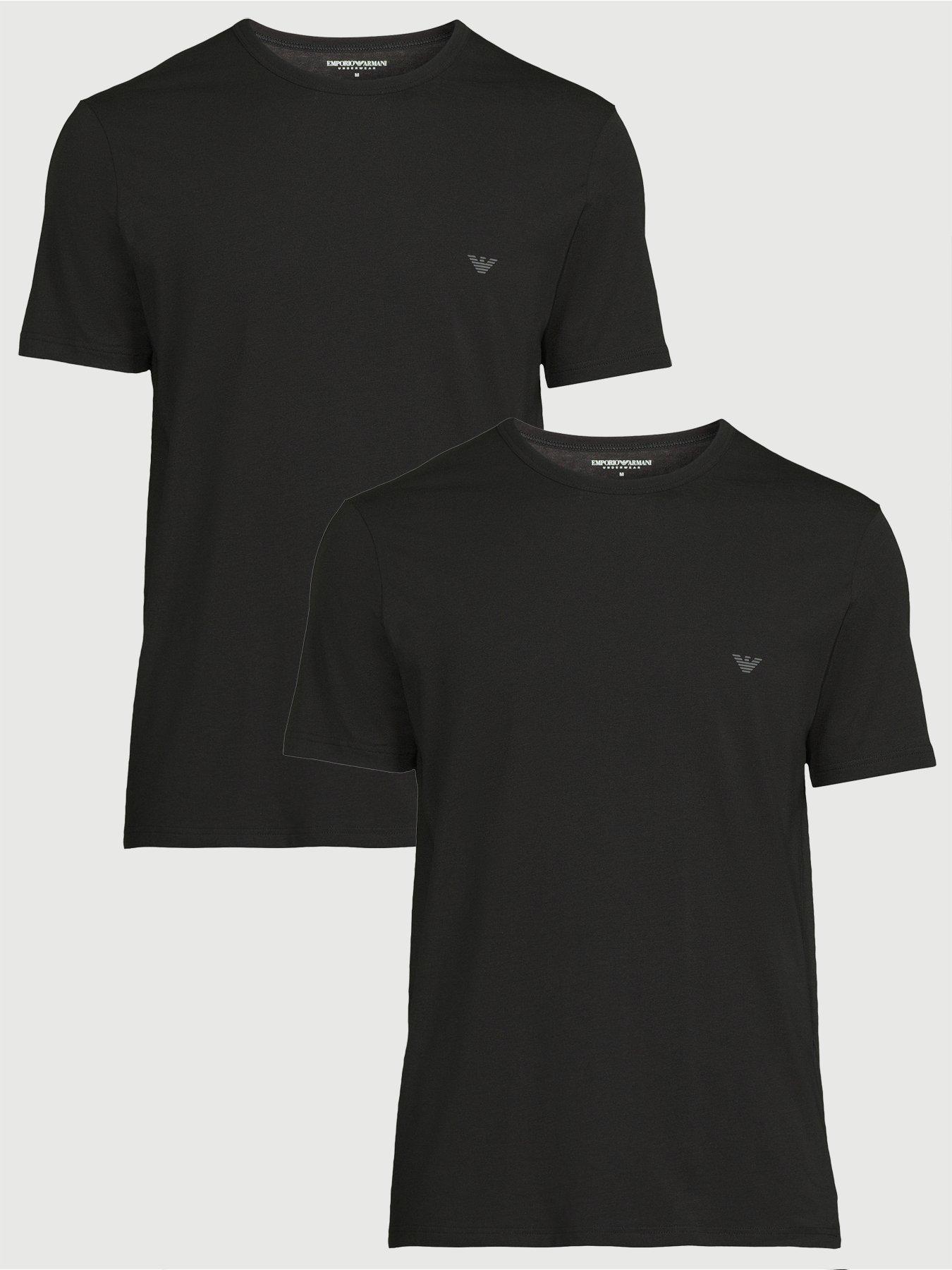 Emporio Armani Bodywear 2 Pack Stretch Cotton Crew Neck T-Shirts - Black
