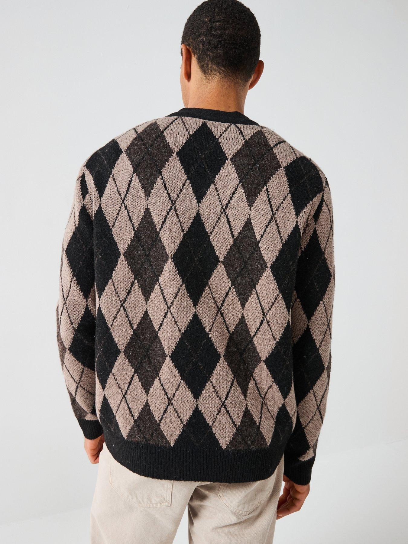 only-sons-allan-argyle-knitted-cardigan-blackstillFront
