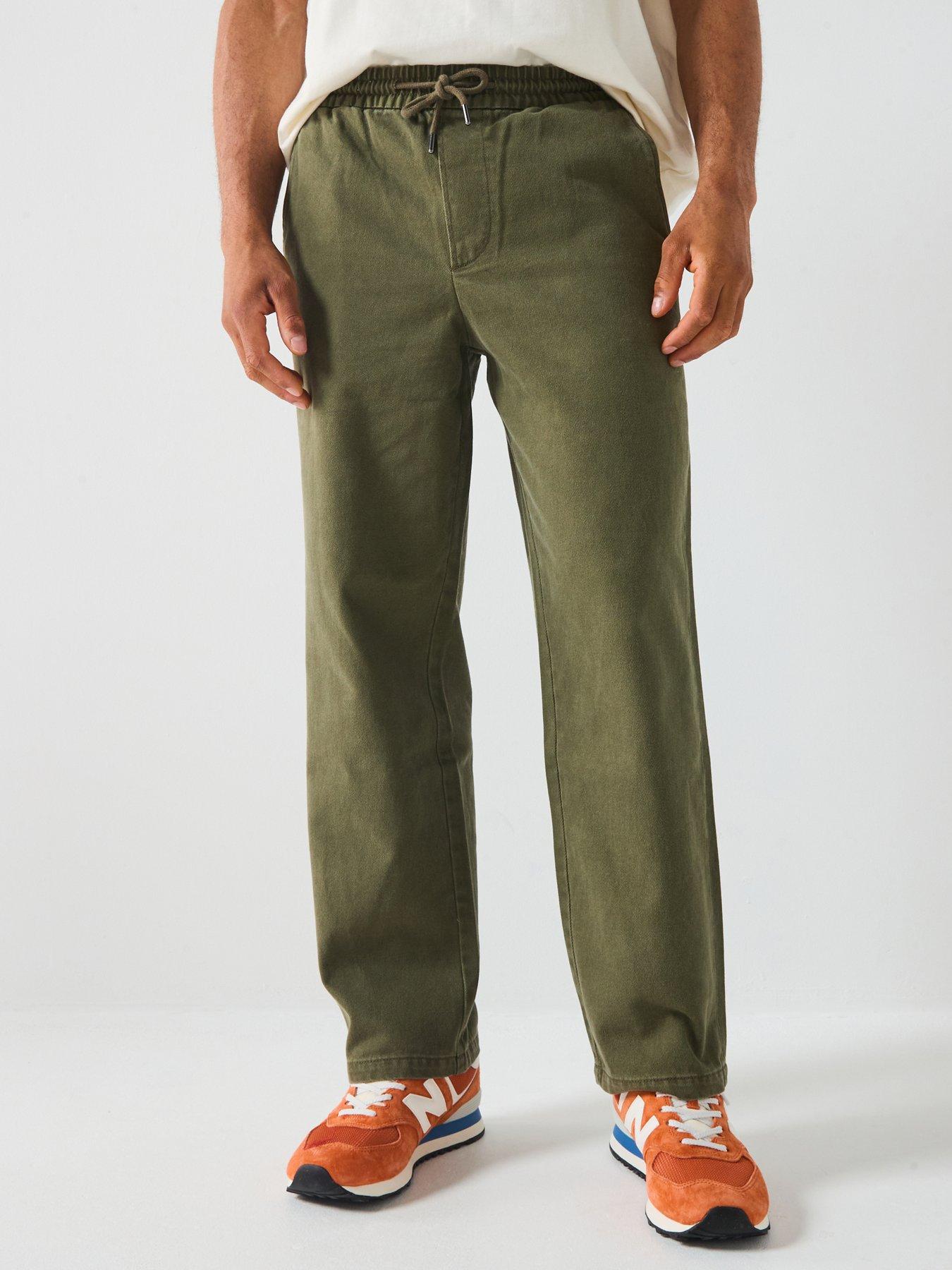 ONLY & SONS Times Woven Cotton Loose Fit Trousers - Khaki