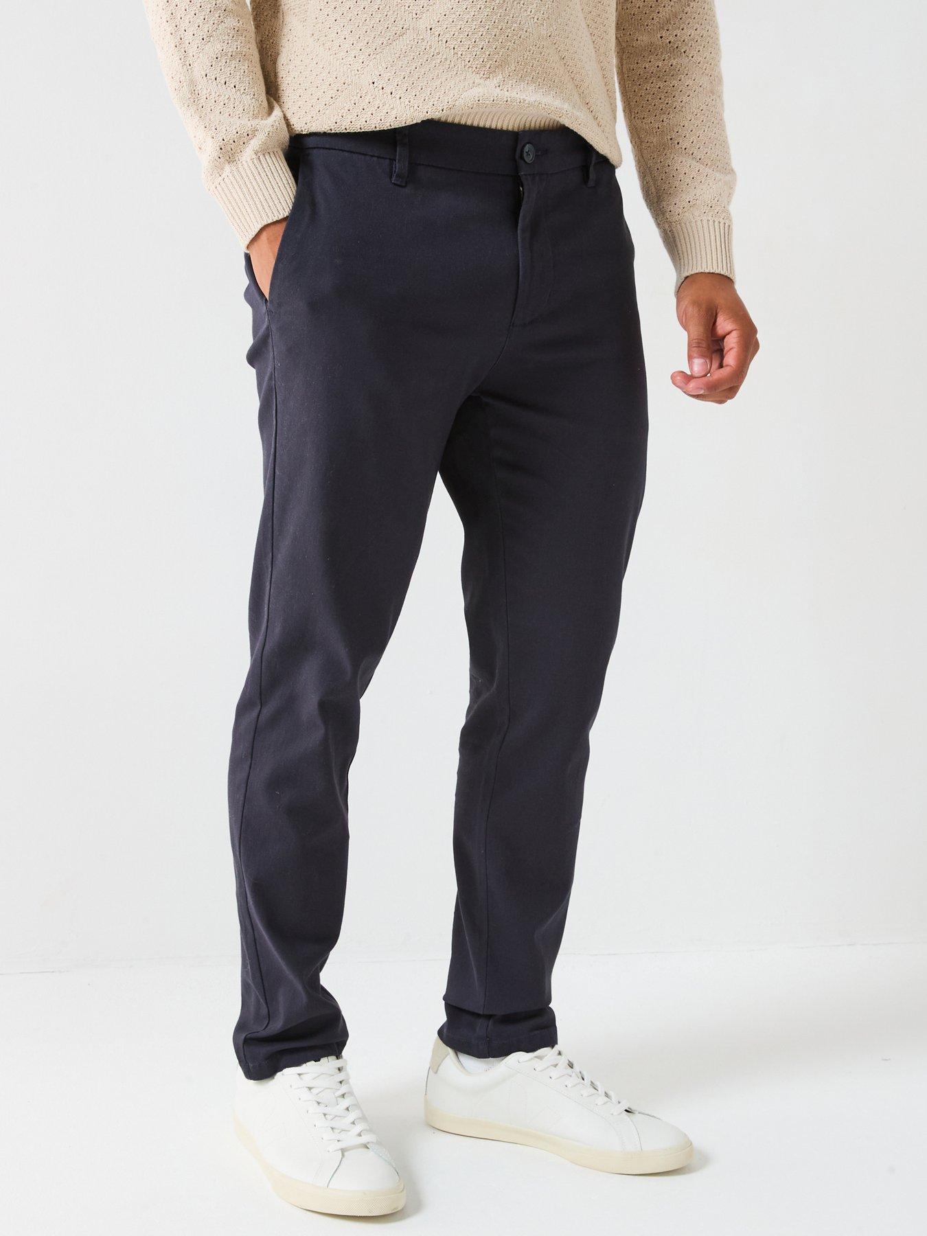 Image 1 of 4 of ONLY & SONS Nicky Pete Slim Smart Trousers - Navy