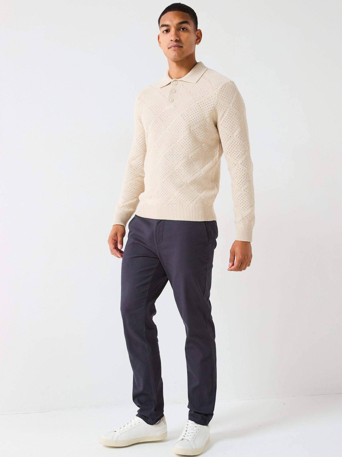 Image 3 of 4 of ONLY & SONS Nicky Pete Slim Smart Trousers - Navy