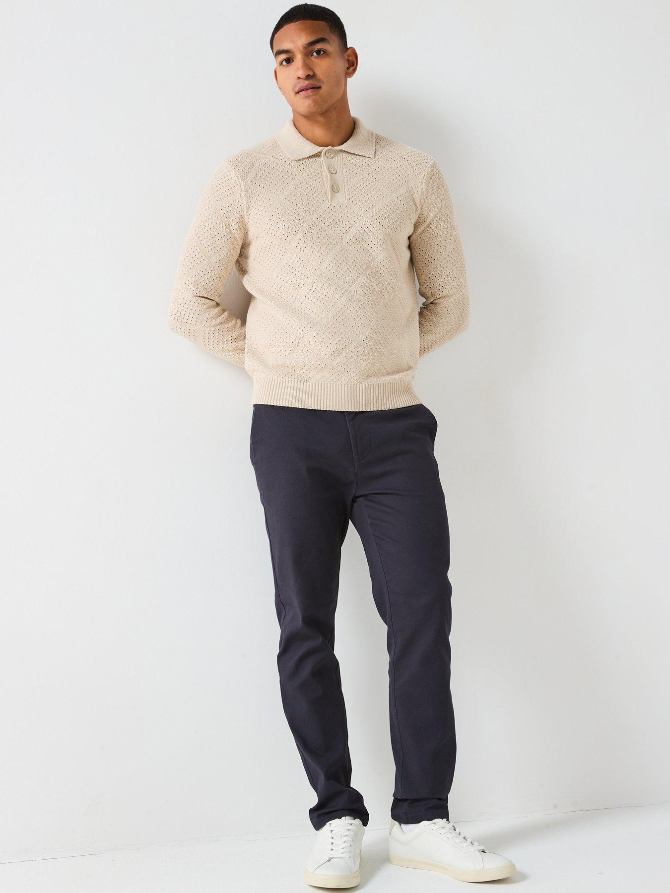 Image 4 of 4 of ONLY & SONS Nicky Pete Slim Smart Trousers - Navy