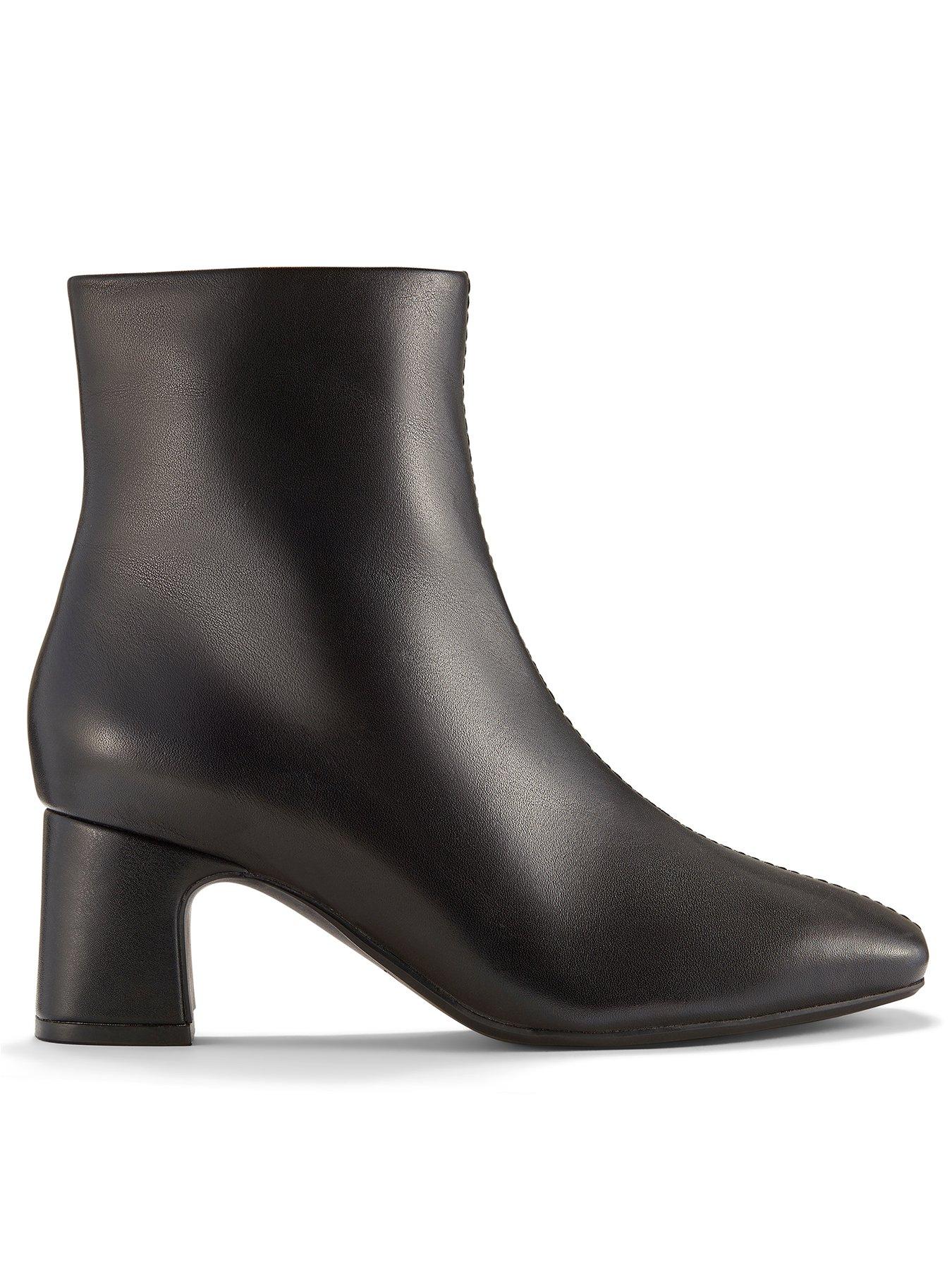 Image 1 of 6 of Clarks Fernie Zip Leather Boots - Black