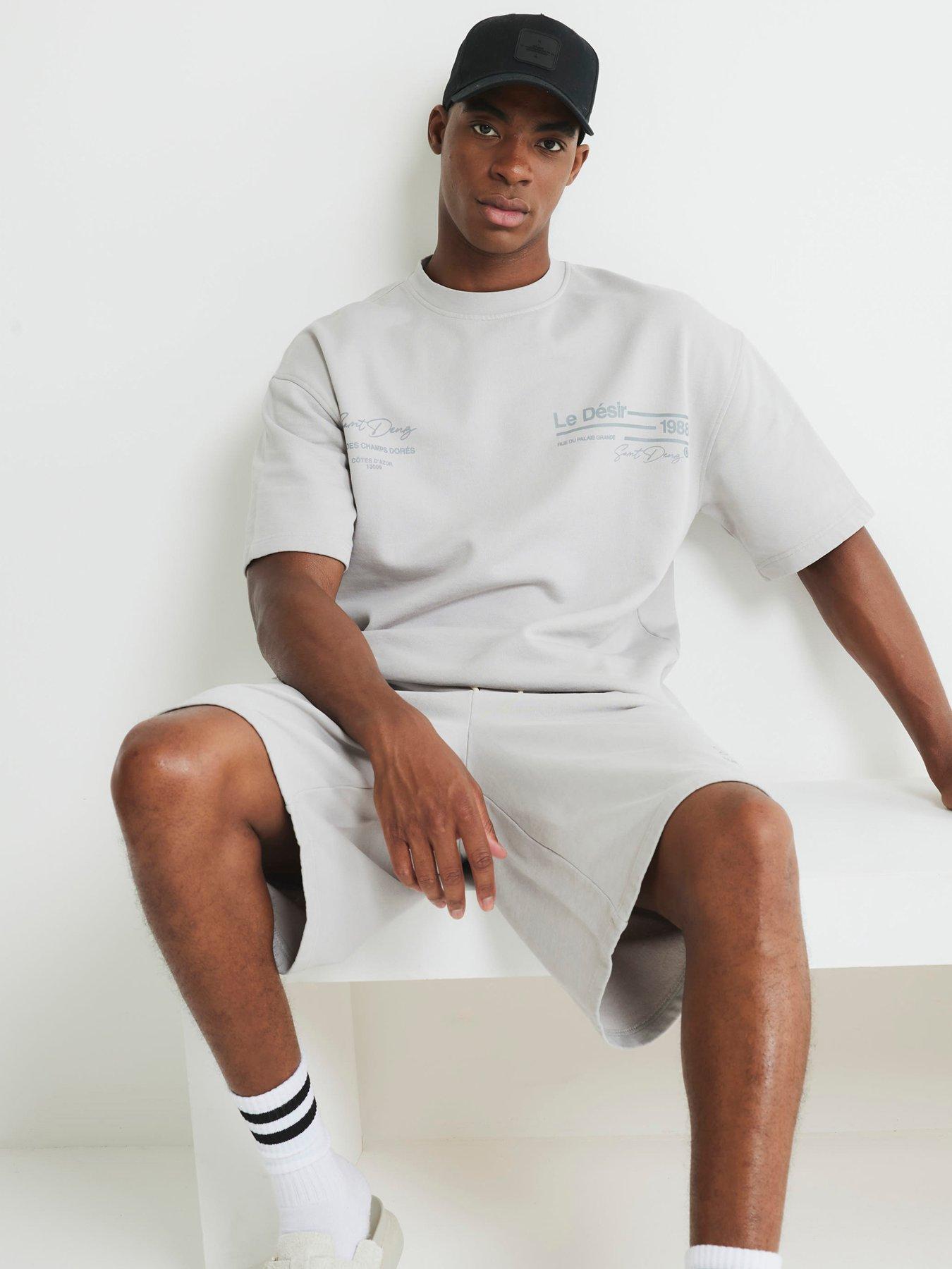 River Island Nostalgic Text T-Shirt - Light Grey