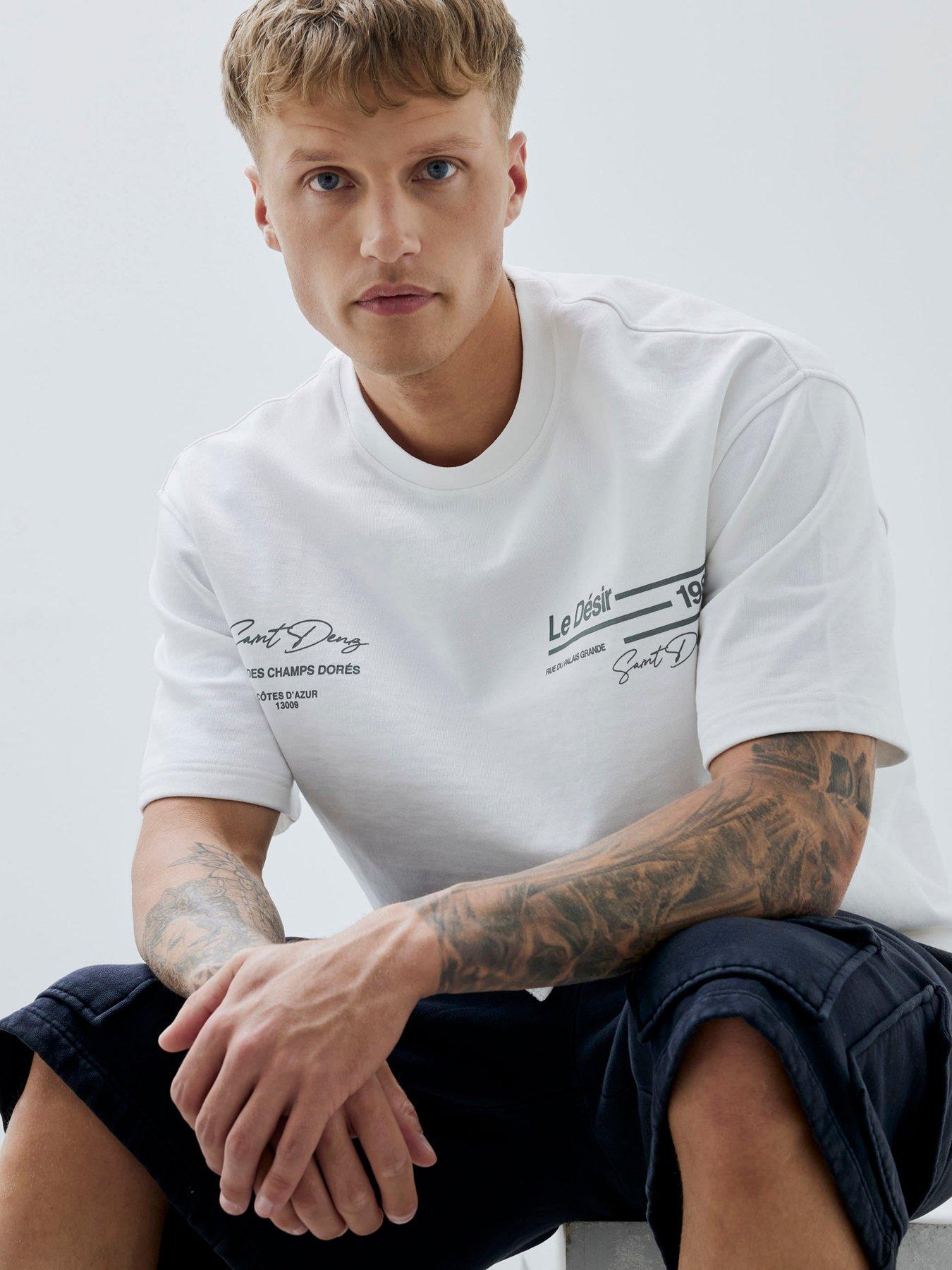 River Island Nostalgic Text T-Shirt - White