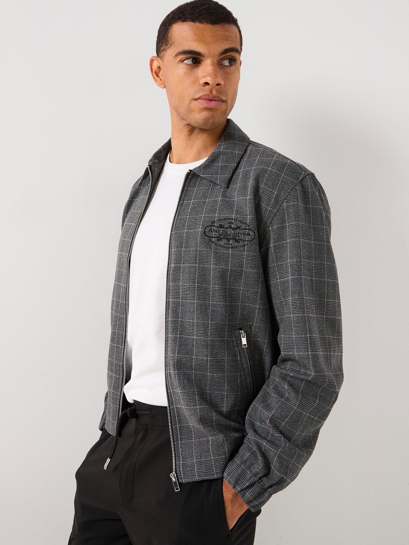 River Island Check Harrington Jacket - Dark Grey