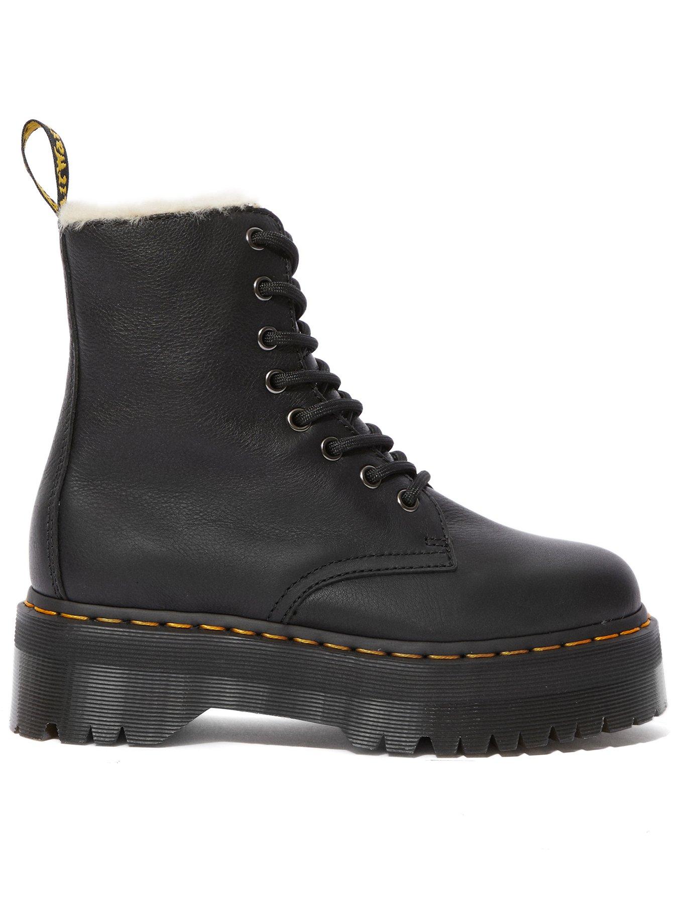 Dr Martens Jadon Faux Fur Lined 8 Eye Platform Boot Pisa - Black