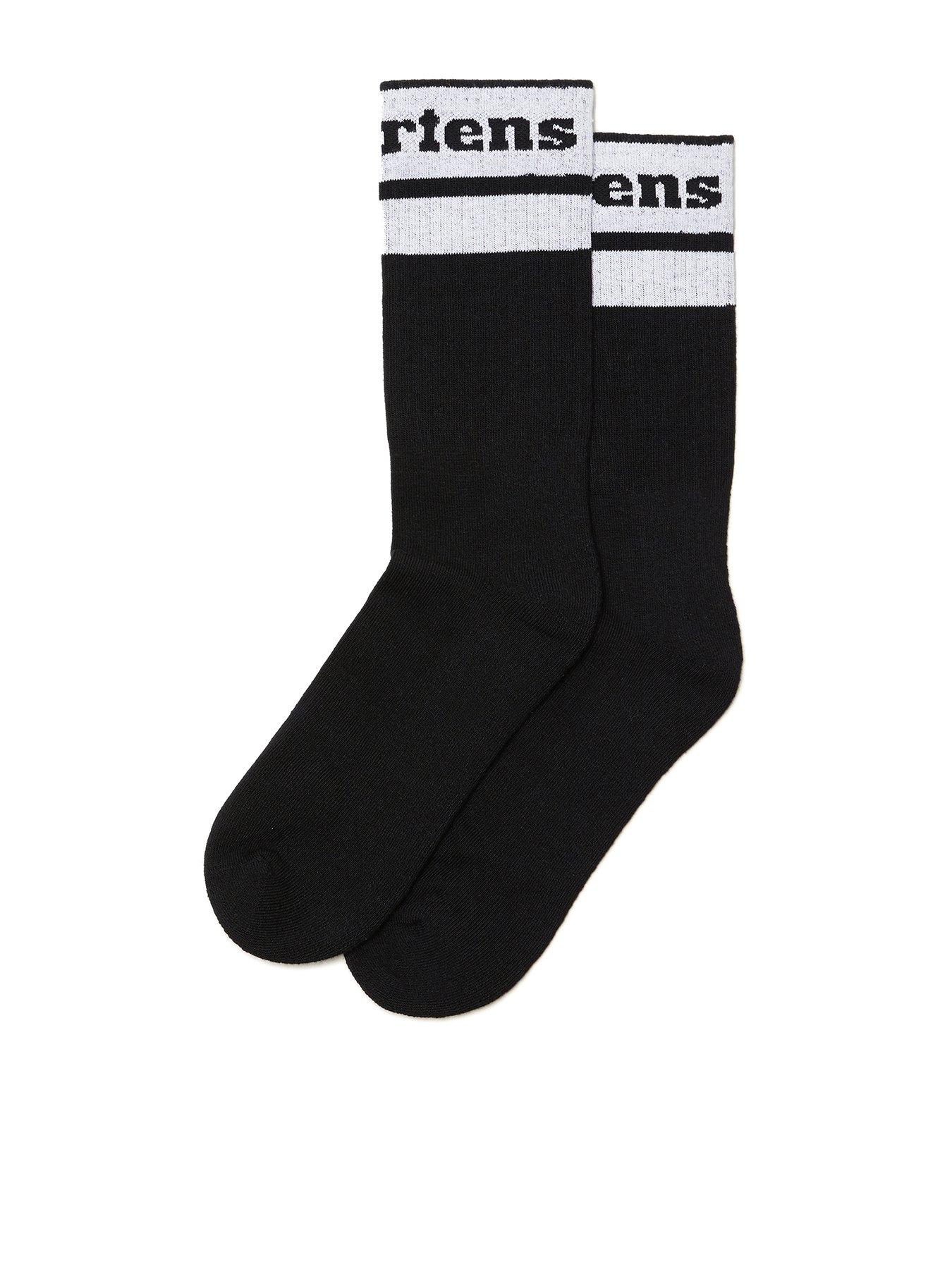 Image 1 of 3 of Dr Martens Athletic Logo Sock Socks Black White Cotton Blend - Black/White