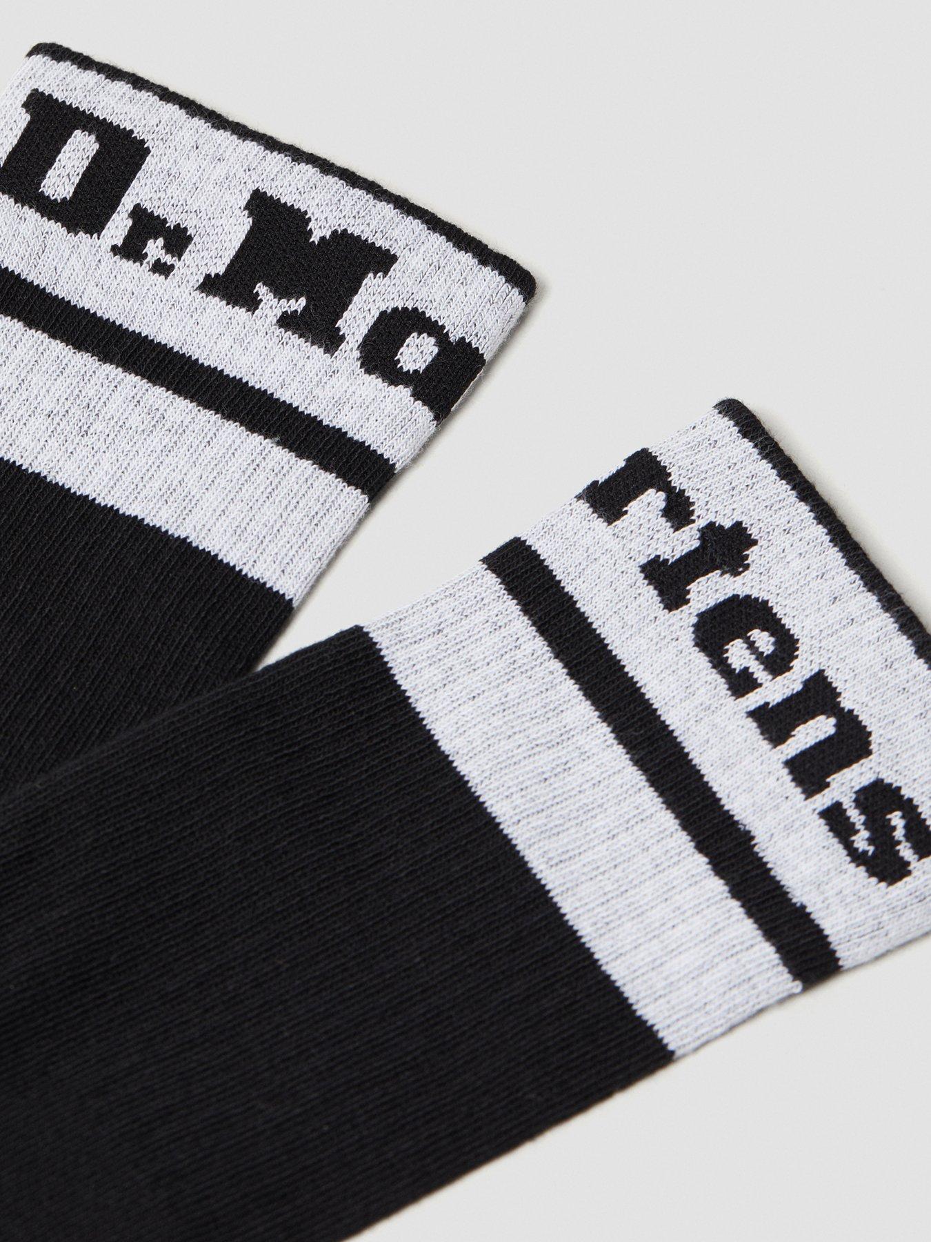 Image 2 of 3 of Dr Martens Athletic Logo Sock Socks Black White Cotton Blend - Black/White