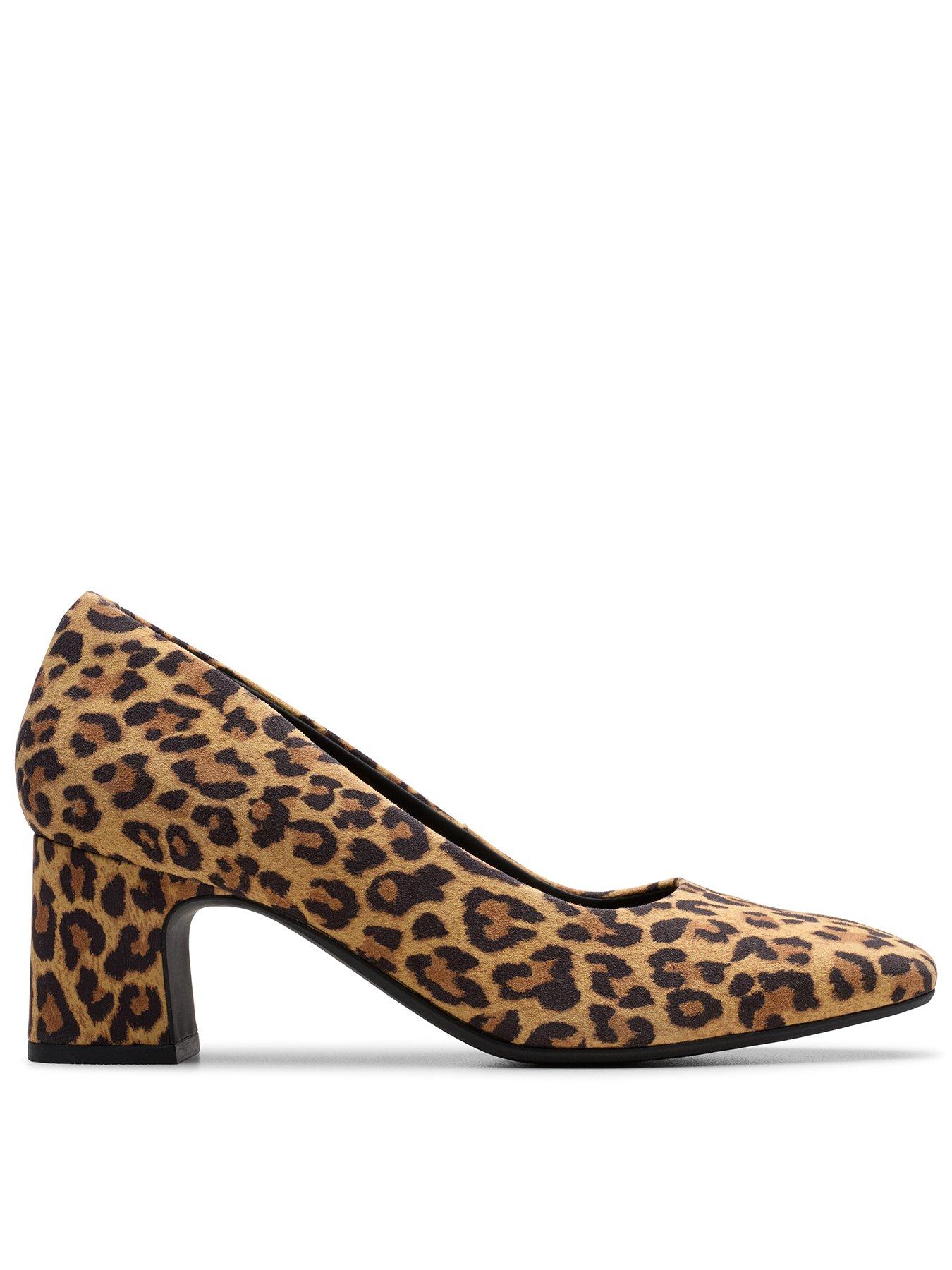 Clarks Fernie Court Suede Shoes - Leopard