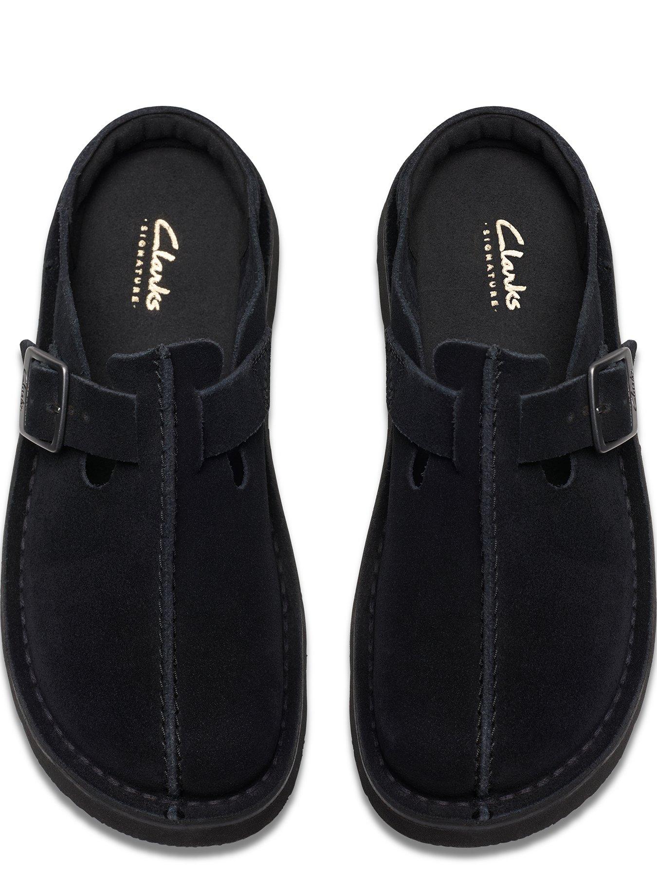 Image 4 of 6 of Clarks Solsbury Mule. Suede Shoes - Black