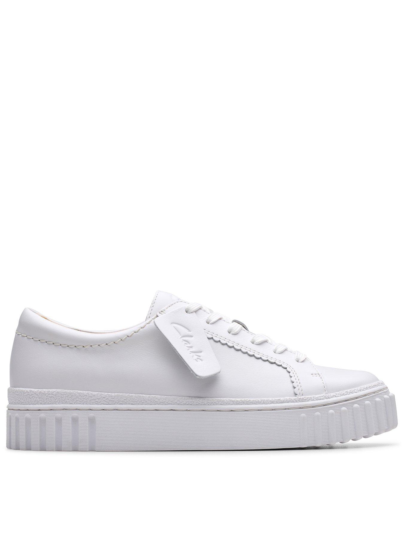 Image 1 of 6 of Clarks Wide Fit Mayhill Walk Trainers - White