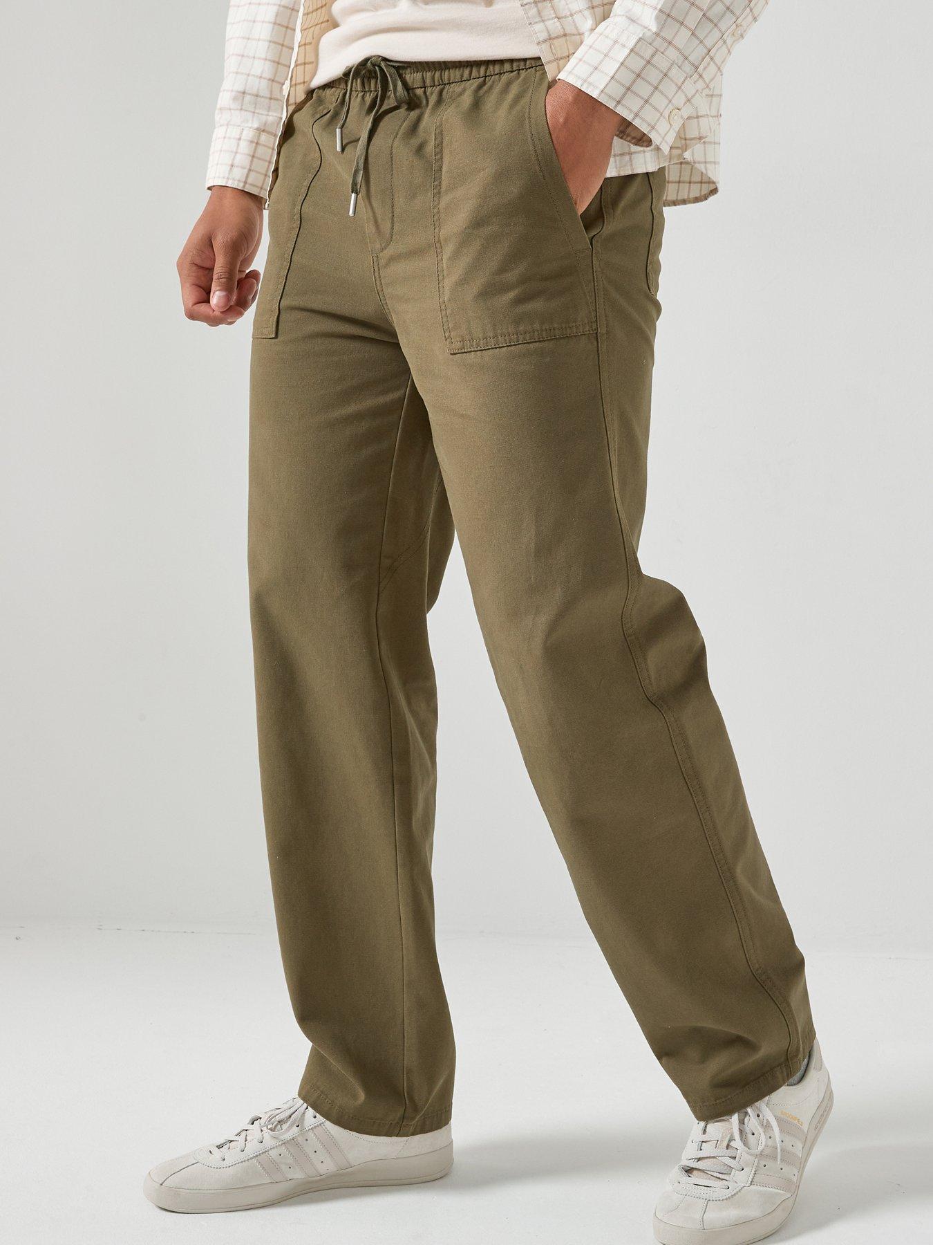 only-sons-sinus-loose-fit-casual-trousers-dark-khaki